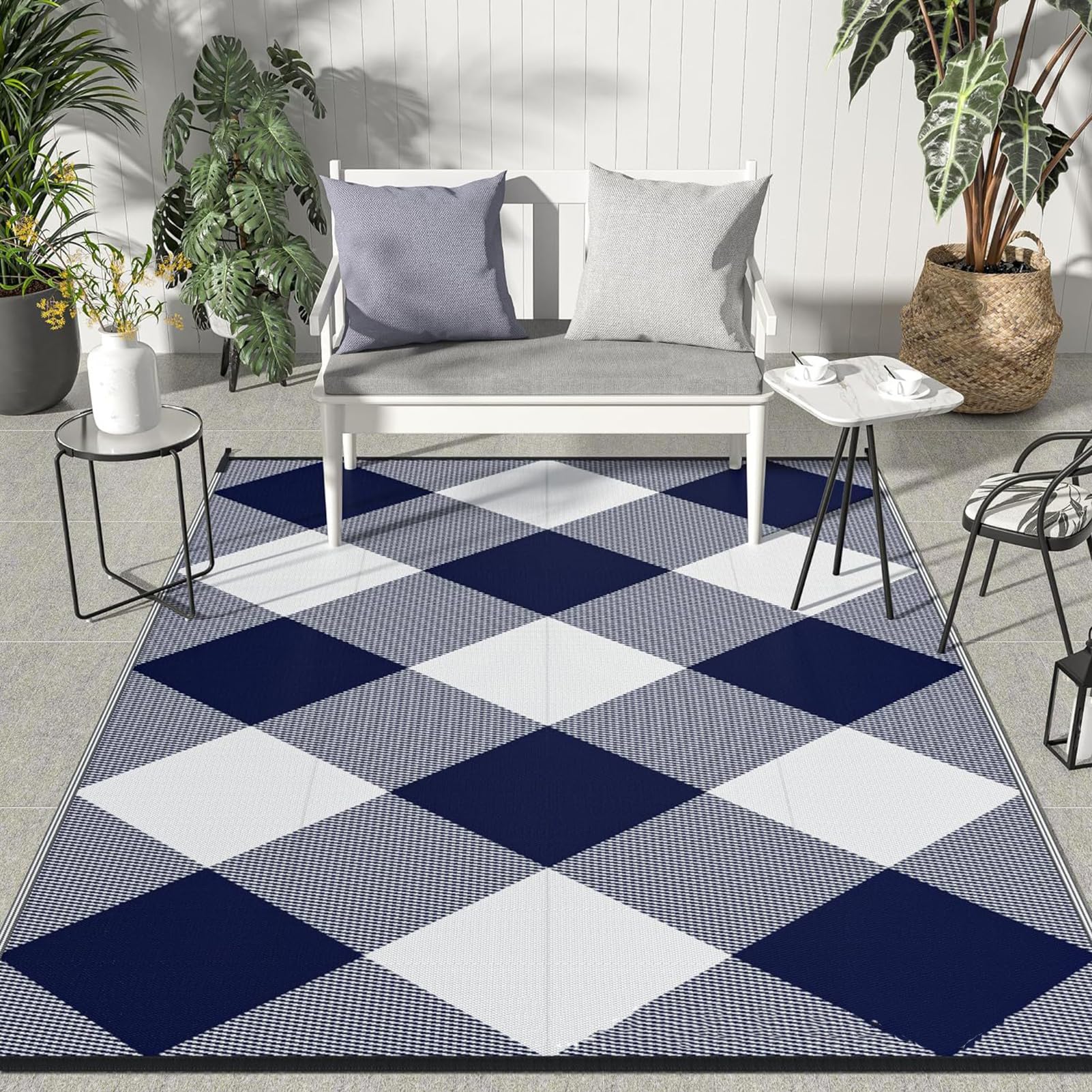 HGTRH Large Outdoor Rug for Camper, Patio Rugs Outdoor Waterproof, Outside Rugs for RV Waterproof Non Slip Washable Crystal Velvet Indoor Outdoor Carpet, Not Fade and UV-Resistant