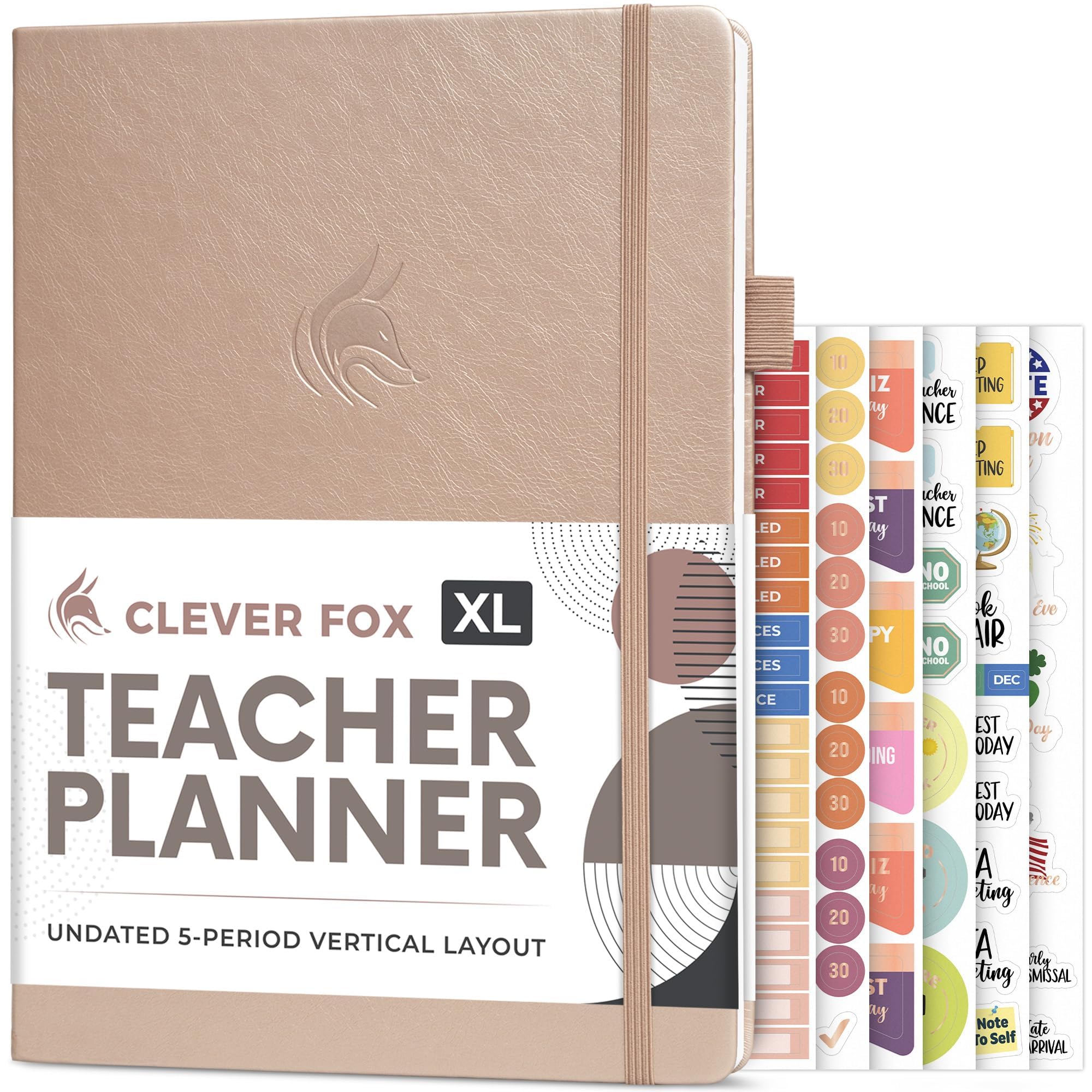Clever Fox Teacher Planner – School Year Planner with Calendars & Lesson Plans – Book for Classroom & Homeschool Organization, A4 (Rose Gold)