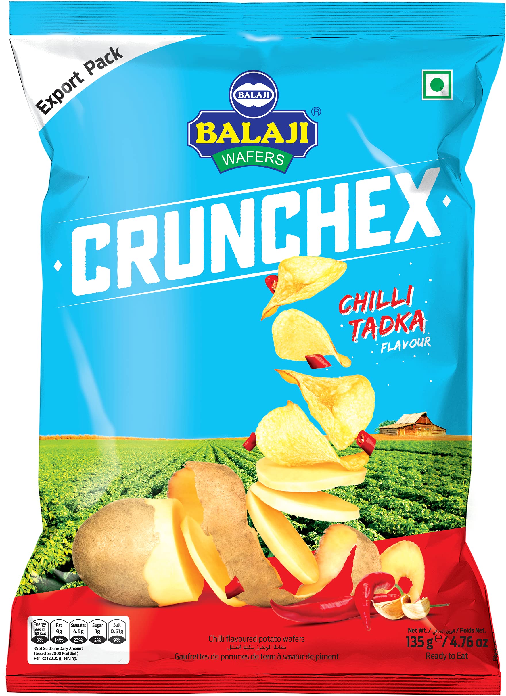 Balaji Wafers Crunchex Chilli Tadka Chips 135 Gms