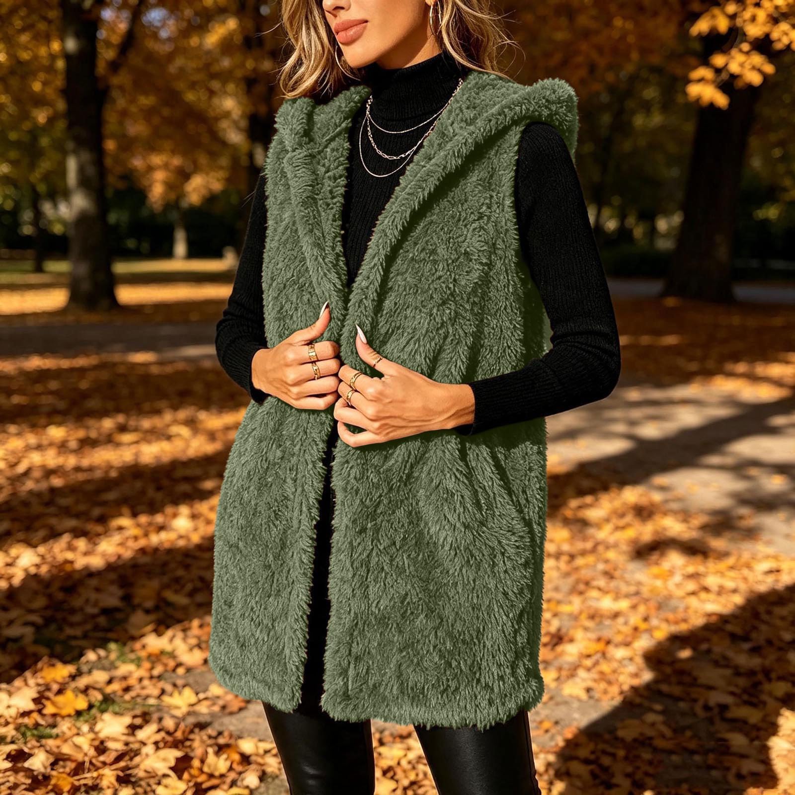 Generisch Teddyjacke Damen Mit Kapuze Winterjacke Lang Mantel Teddyfleece