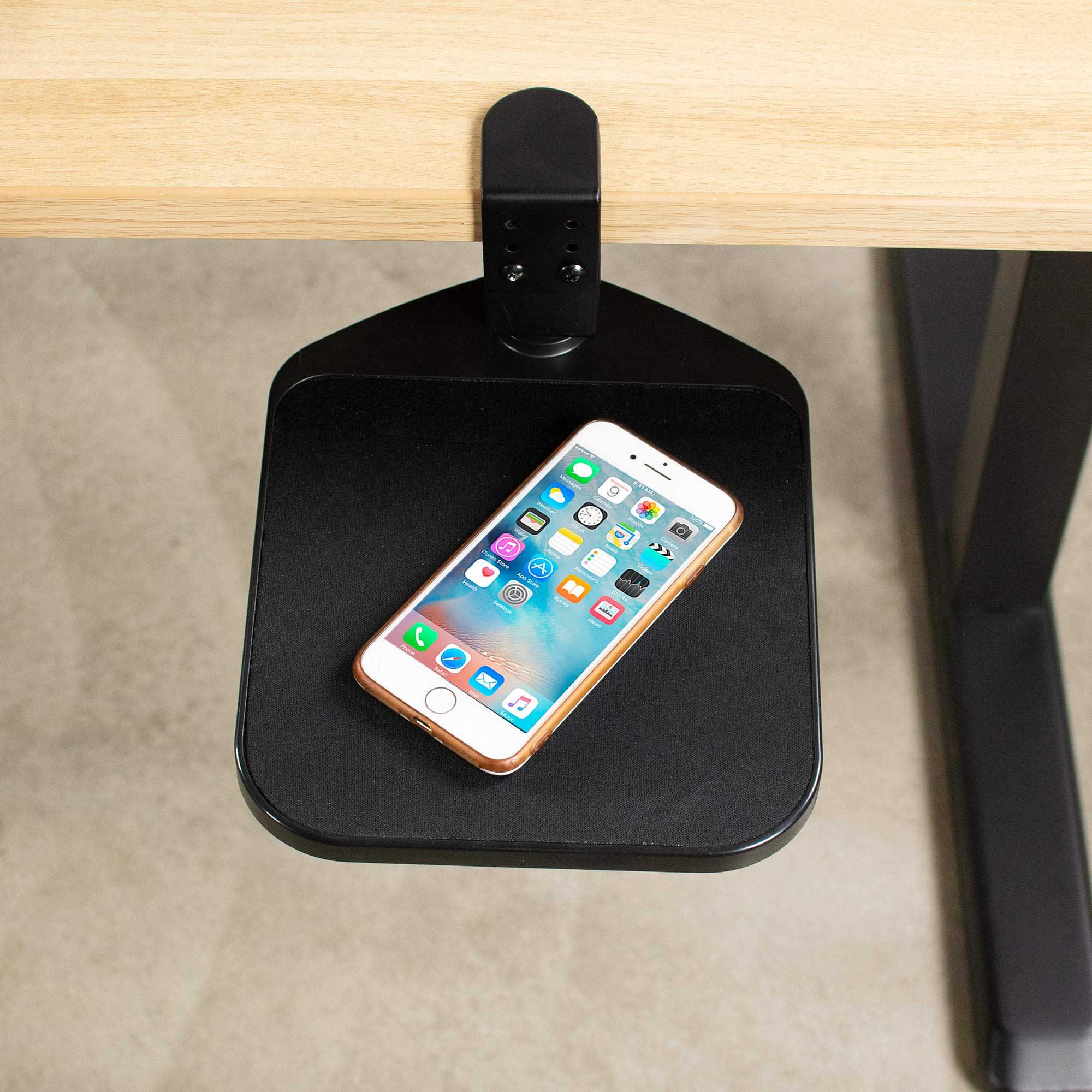 VIVO Soporte para Alfombrilla de Mouse con Abrazadera, Ajustable Debajo del Escritorio, Bandeja giratoria de 360°, Accesorio de extensión, Escritorio de hasta 2 Pulgadas, Negro, MOUNT-MS01A