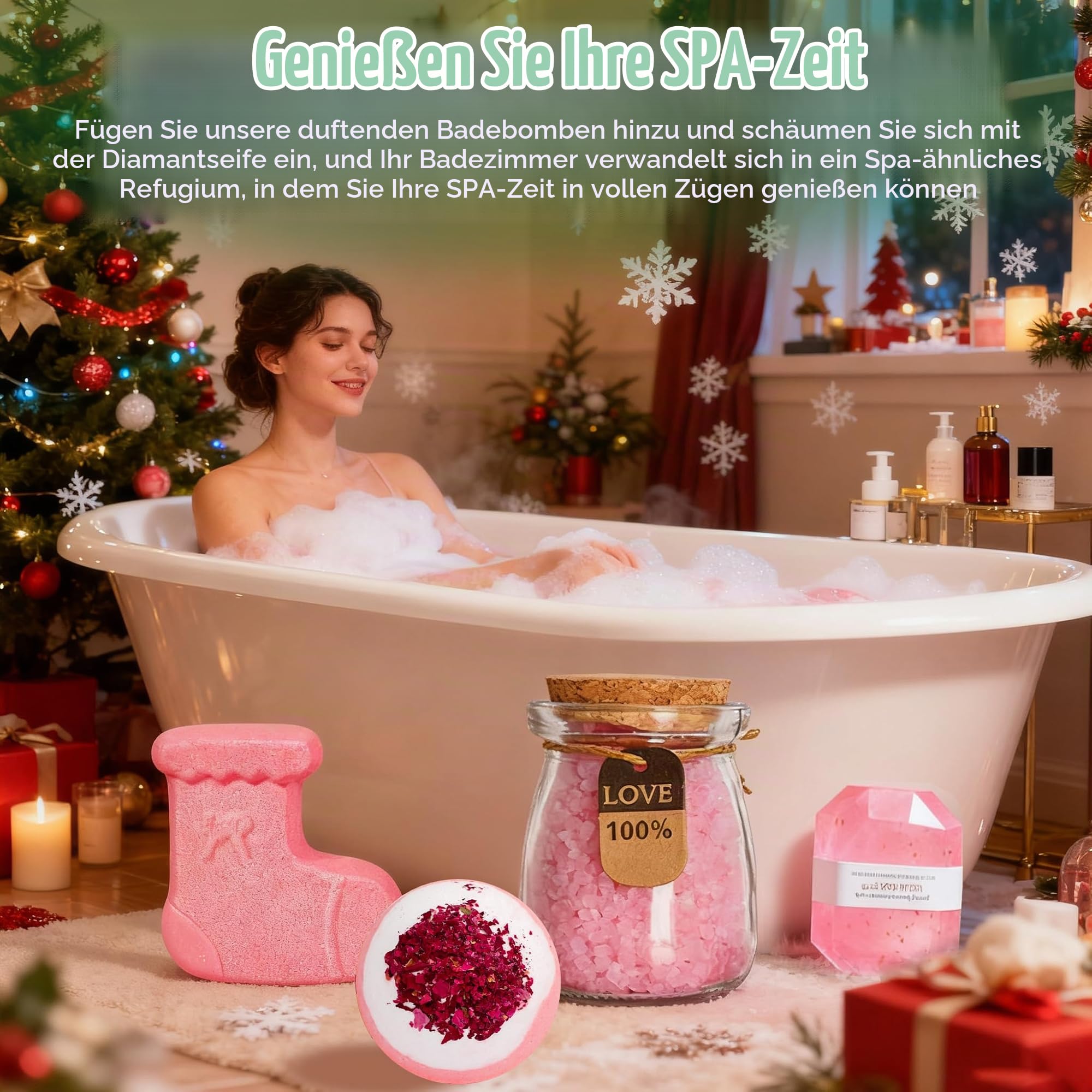 Geschenkset Frauen Weihnachten, Weihnachtsgeschenke für frauen, Geschenke für Weihnachten, Geschenke für Frauen, Entspannende Spa Geschenk mit Tumbler und Handcreme für Mütter, Christmas Relaxing