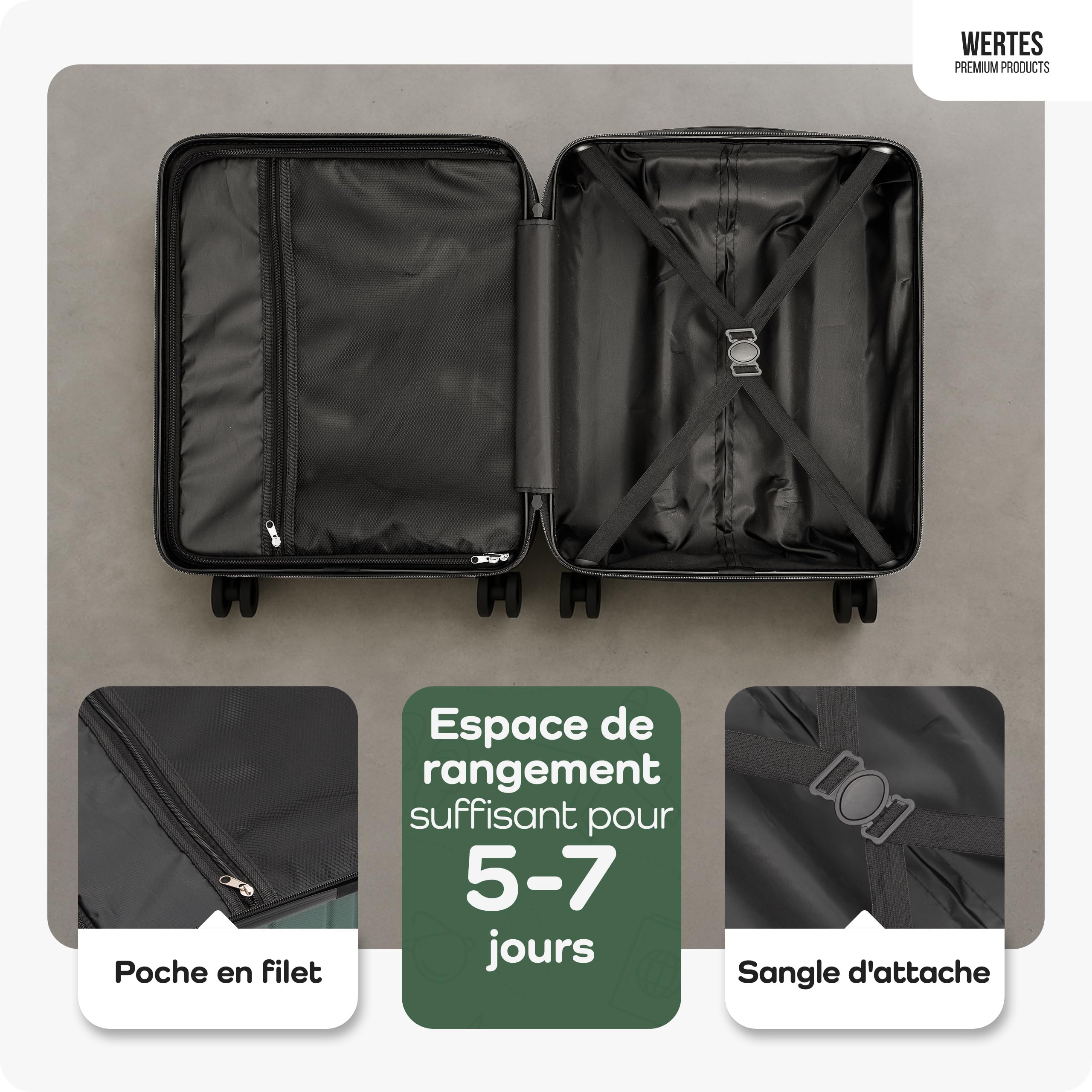 Valise Cabine 55x40x20cm - adaptée pour Ryanair, Lufthansa, Eurowings et Autres. Valise Cabine 36L avec roulettes Souples et Serrure TSA Pratique, Valise de Voyage, Bagage