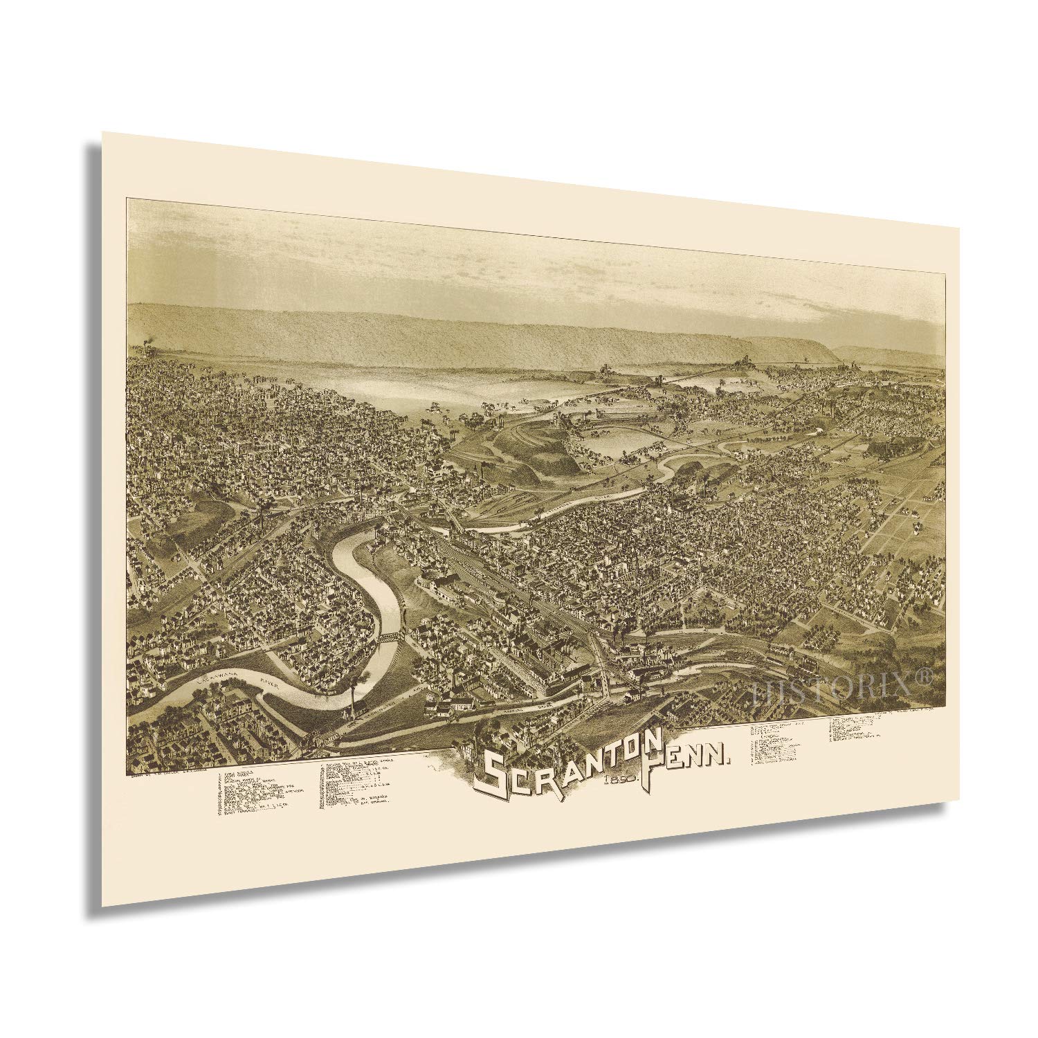 Buy HISTORIX Vintage 1890 Scranton Pennsylvania 24x36 Inch Vintage of
