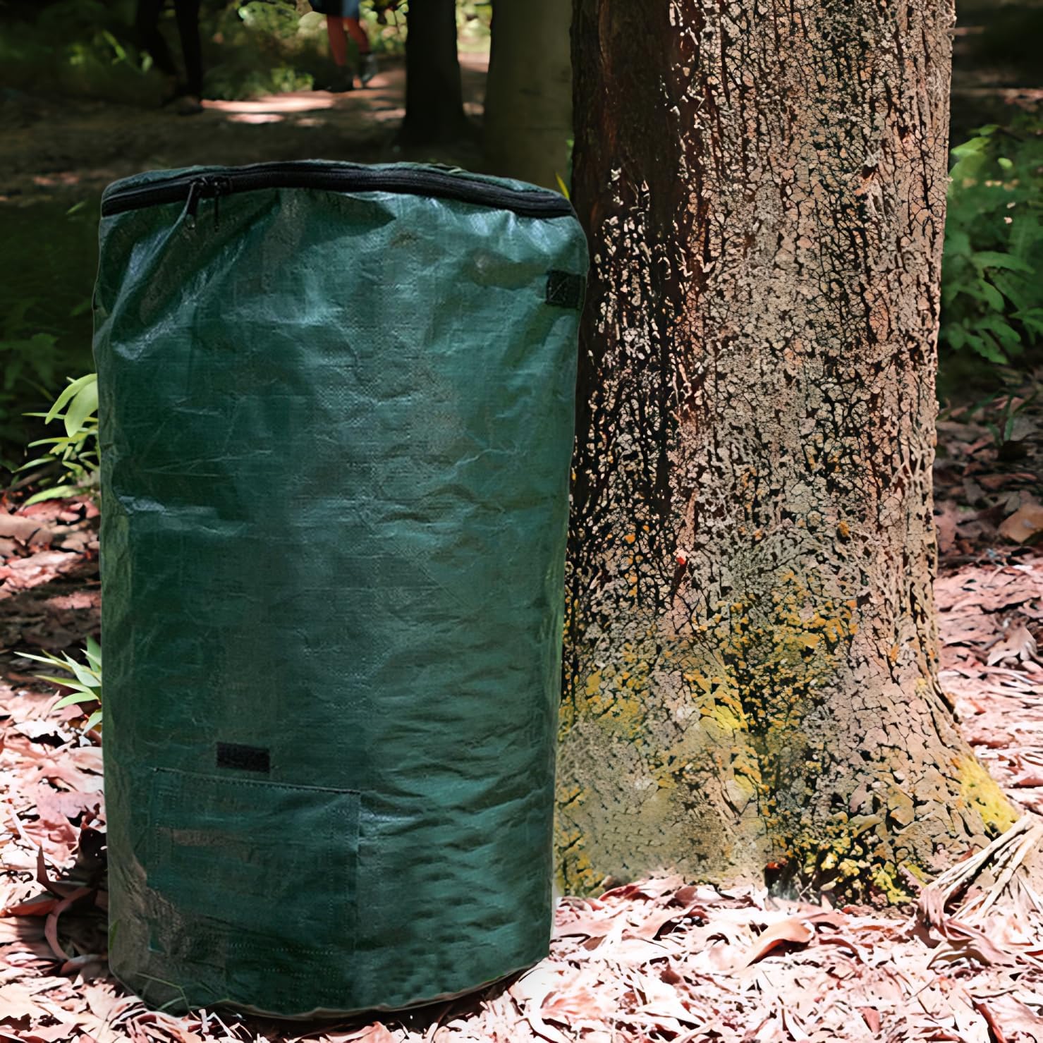 Compost Bin Bags 34 Gallon Garden Compost Bags Outdoor Reusable,Organic Waste Garden Yard Compost Bag Collapsible Leaf Lawn Bags Gardening Container (Green 2pcs)