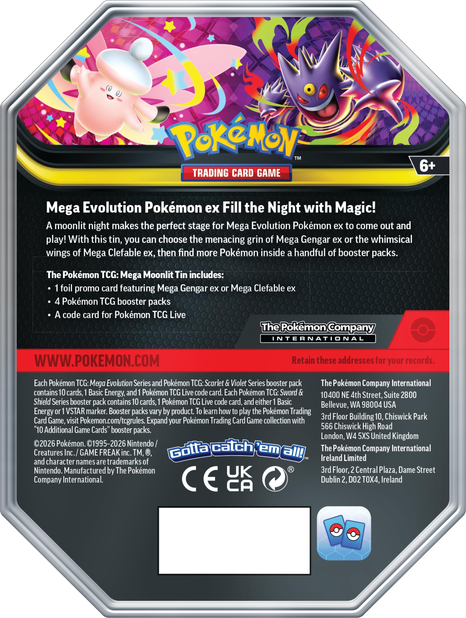 Pokémon TCG: Mega Moonlit Tin Mega Clefable : Toys & Games