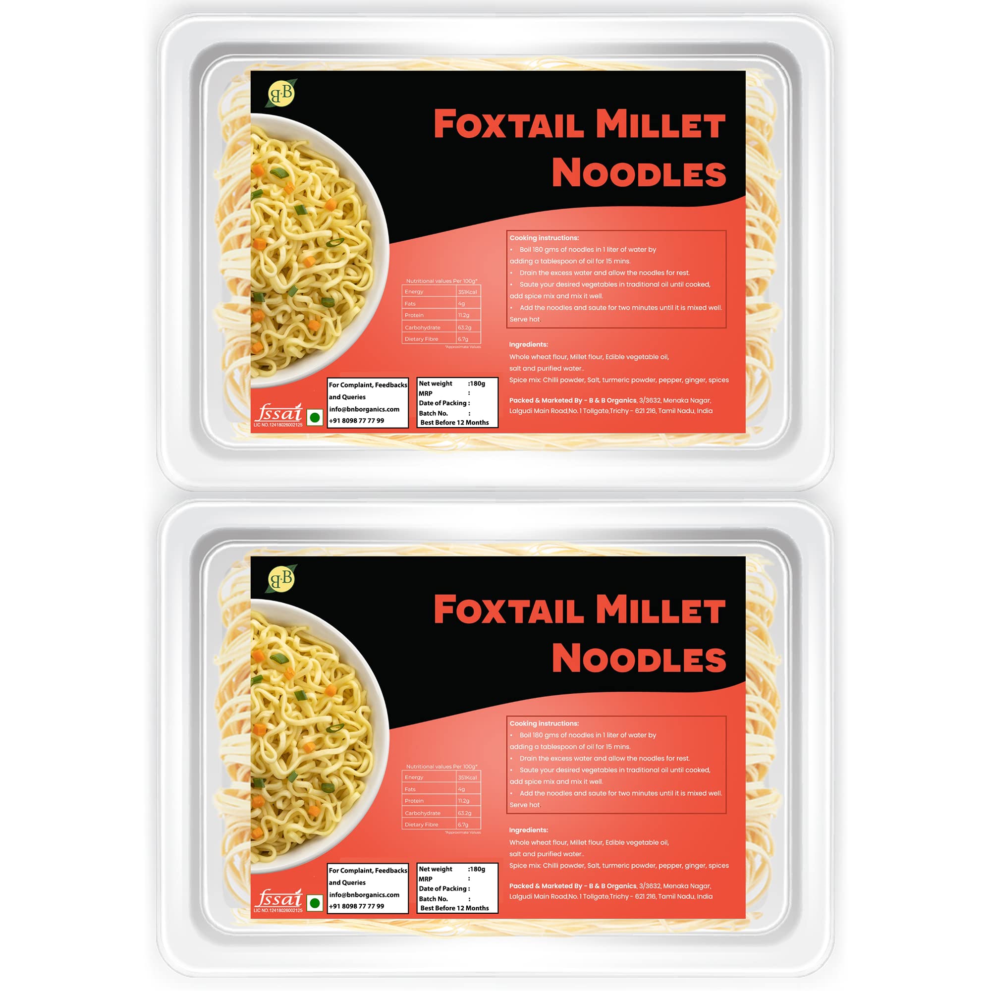 B&B Organics Foxtail Millet Noodles(180g)- Pack of 2 / Traditional Millet Noodles/Thinai Noodles (B0831JPCC9) Amazon Price History, Amazon Price Tracker
