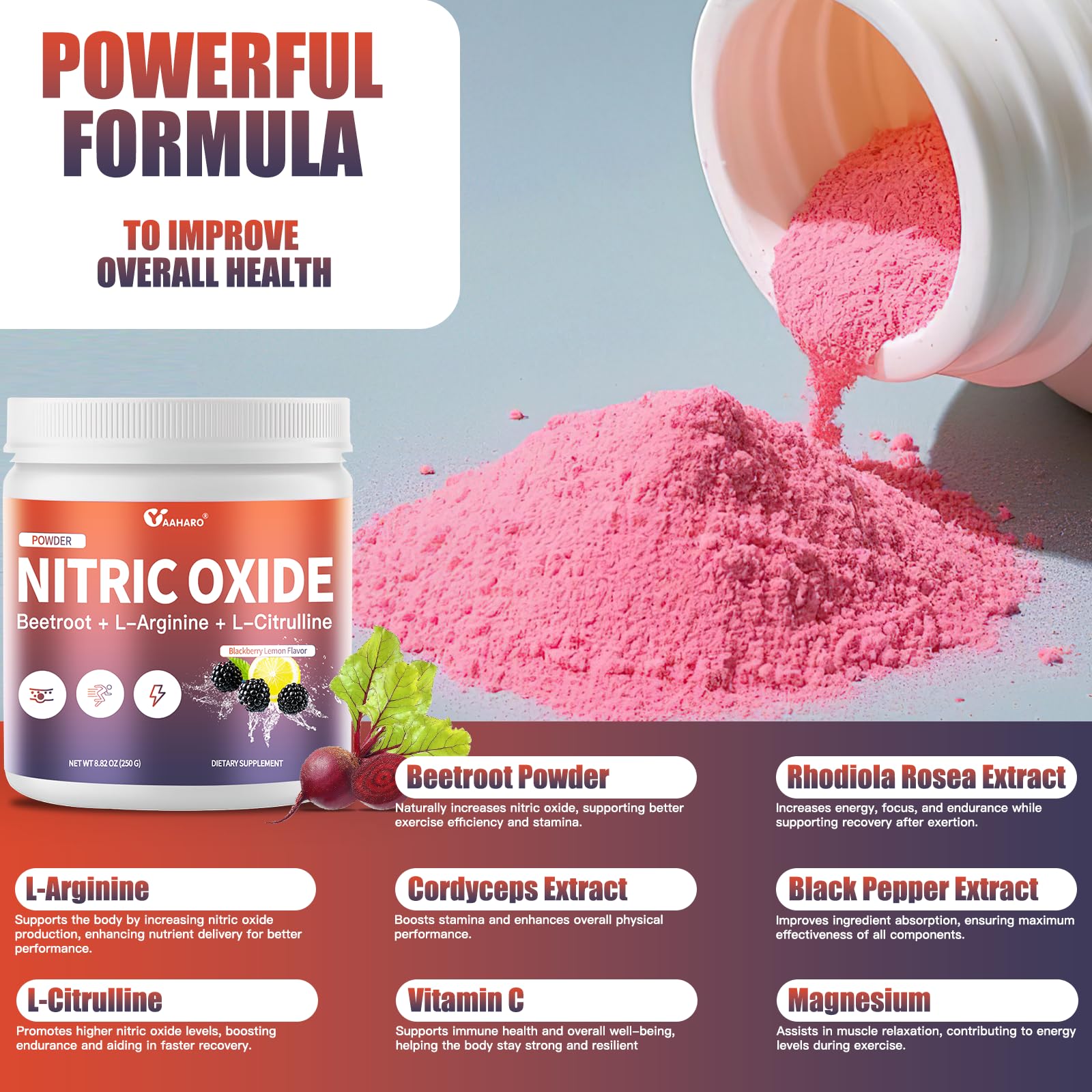 Nitric Oxide Supplement Beet Root Powder with L-Citrulline & L-Arginine — Amazon image 5