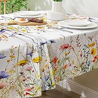 Vista 3 de Mantel cuadrado de primavera de 52 x 52 pulgadas, mantel floral para mesas cuadradas, decoraciones de primavera para el hogar, mantel de primavera