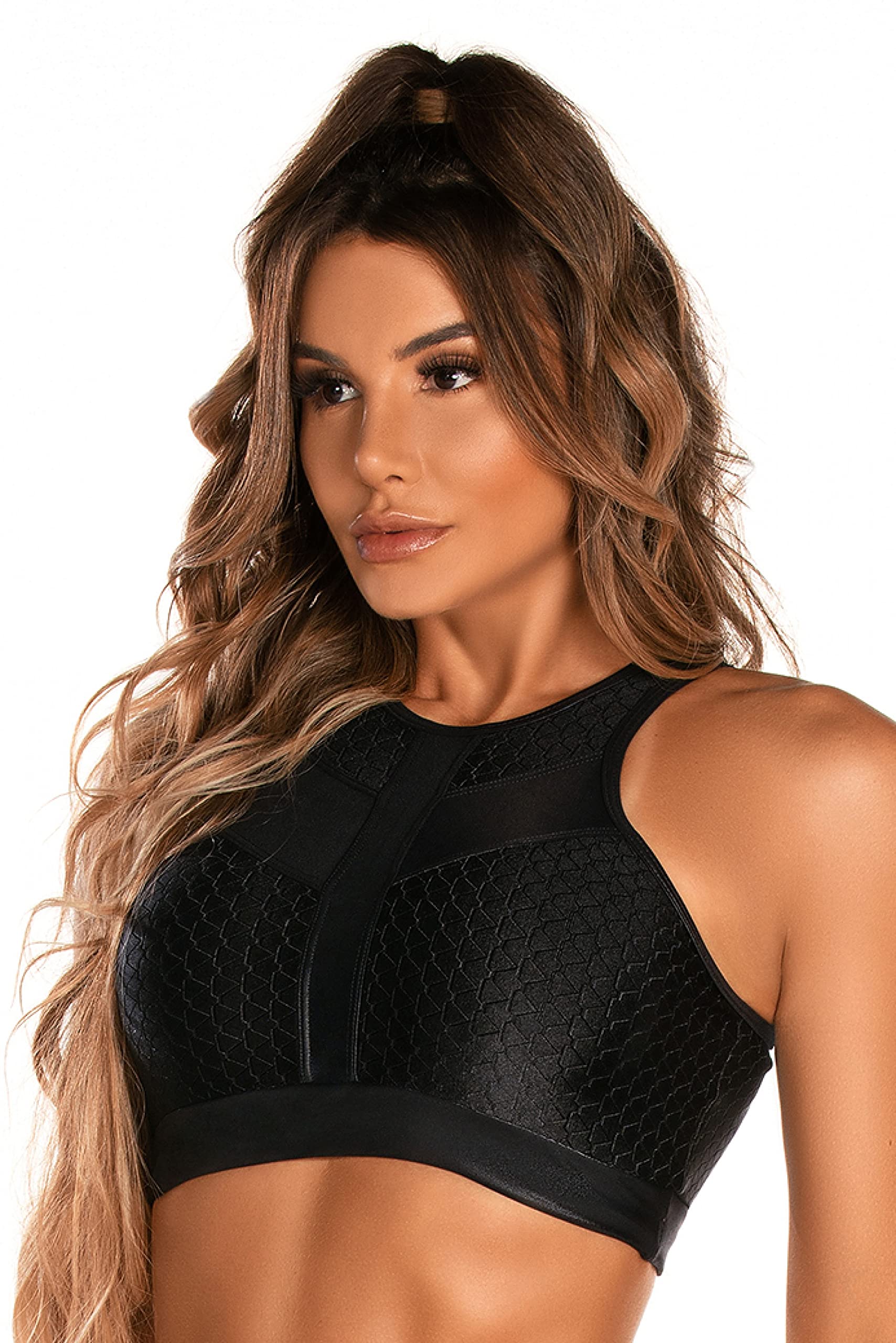 Diamante DONNA CARIOCA High Impact Sports Bra for Women, High Support and Removable Pad Cropped Top for Fitness Workout. Yoga Pilates Running.