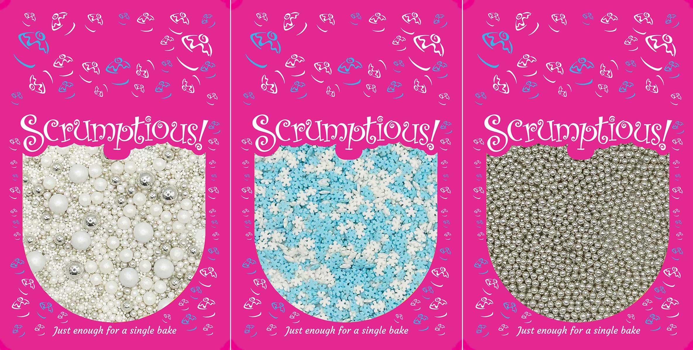 Scrumptious!, Bundle, Winter Edible Cake Topper Sprinkles Cupcake Decorations, 1x30g Pearls Mix, Twinkle Mother of Pearl