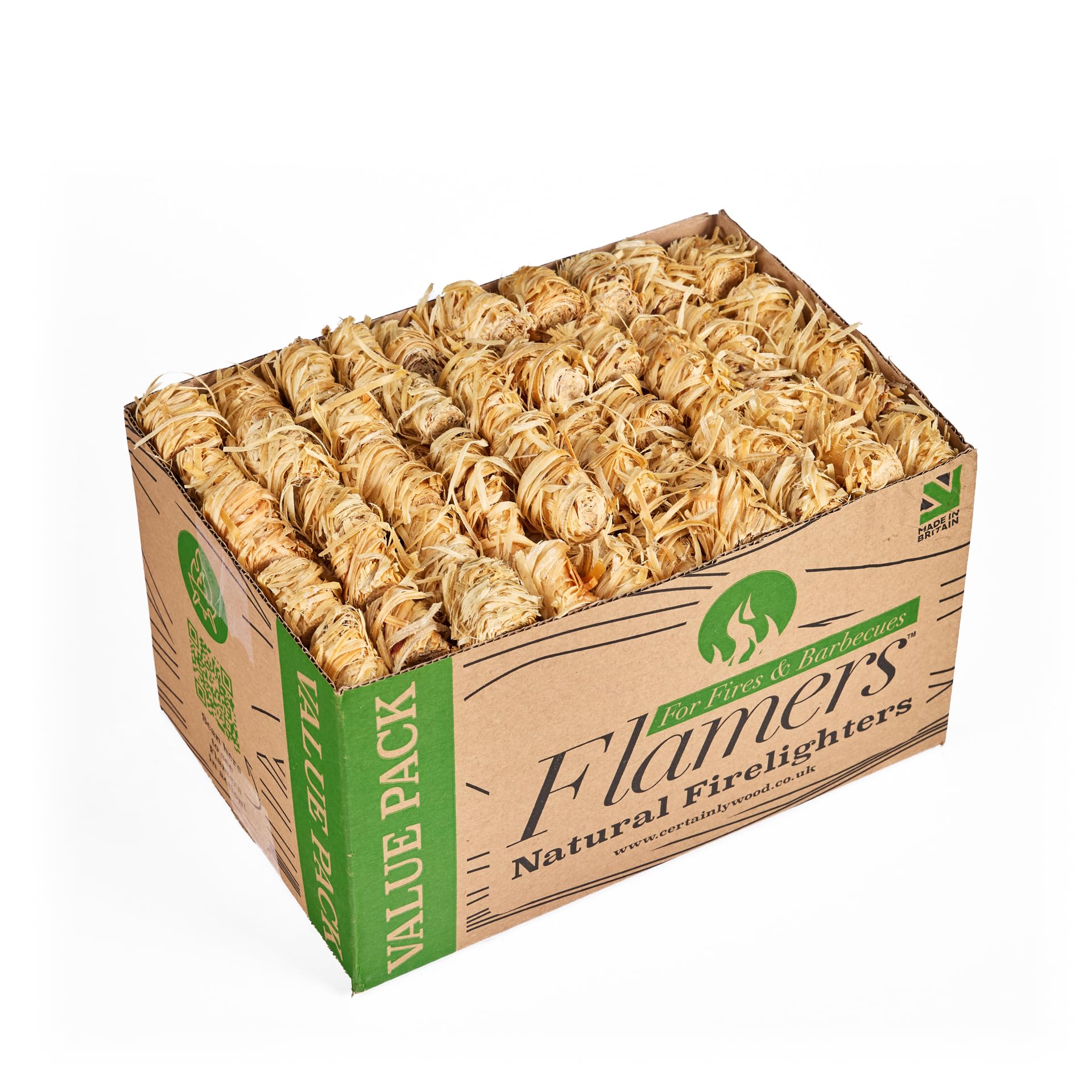 Flamers Natural Wood Wool Firelighters 200 Value Pack – Fire Lighters for Wood Burner, Open Fires and Fireplaces – BBQ starter – Fires starters- Made by us in the UK — view 3