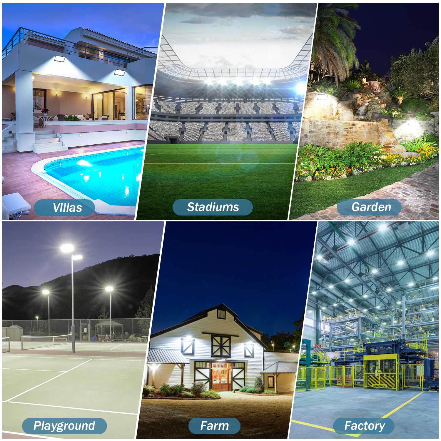 Faretto LED da Esterno 300W 2 Pezzi, 30000LM 6500K Bianca Fredda Faro LED Esterno, Applique Impermeabile IP67 Luci per Giardino Terrazza Garage Cortile