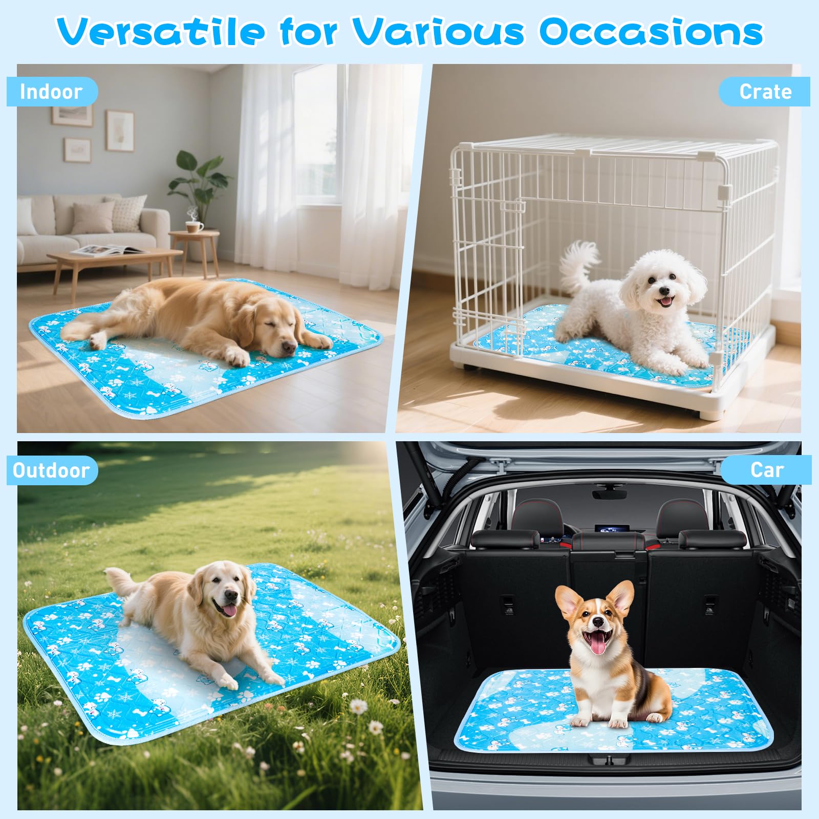 Kihimatte Chien 110 x 90 cm – Surface de couchage extra large pour chiens XXL & comme couverture de pique-nique – Auto-refroidissant, imperméable, robuste – Refroidit ensemble pour