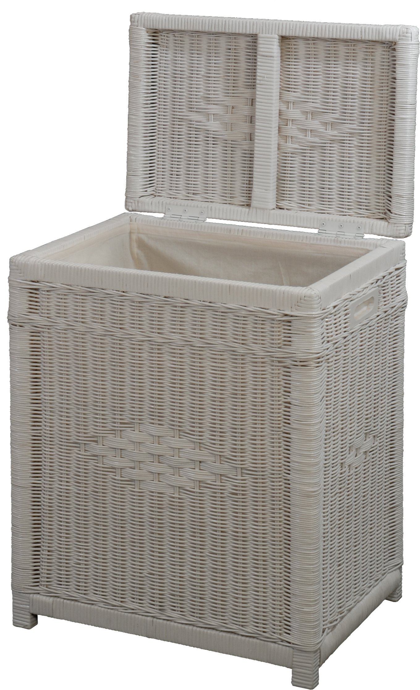 Wäschetonne/Wäschekorb aus Rattan in der Farbe Weiss DE