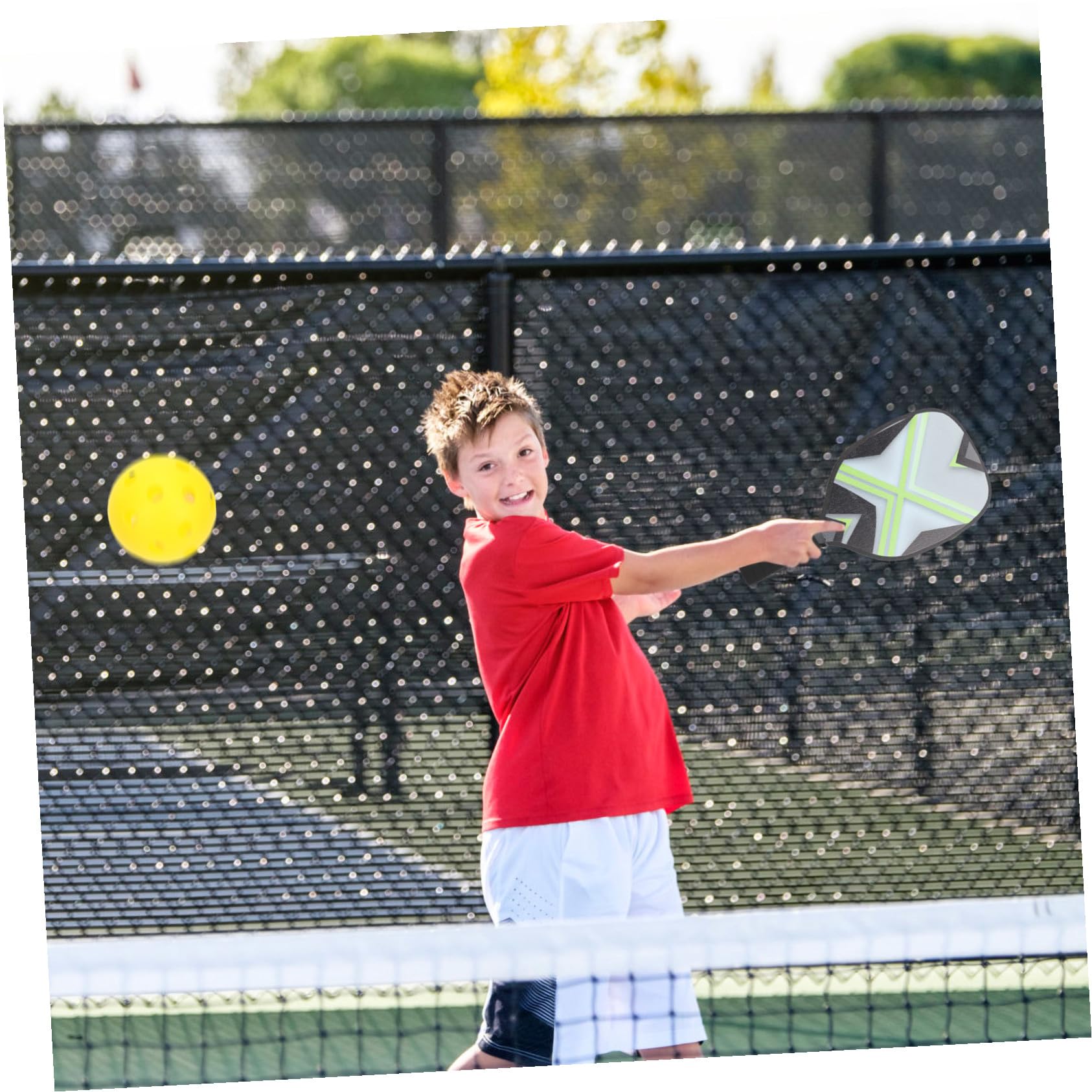 Set Racchette da Pickleball per Ragazzo Ragazza Impugnatura Antiscivolo, Racchette Sportive in Abs e Legno Resistenti, Kit Pickleball per Attività All’aperto e Gioco Coordinazione