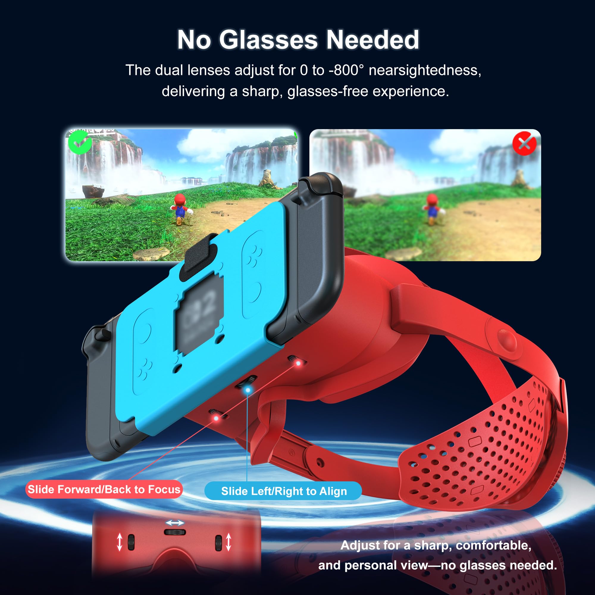 Cuffie VR aggiornate per Switch 2, arancione e blu