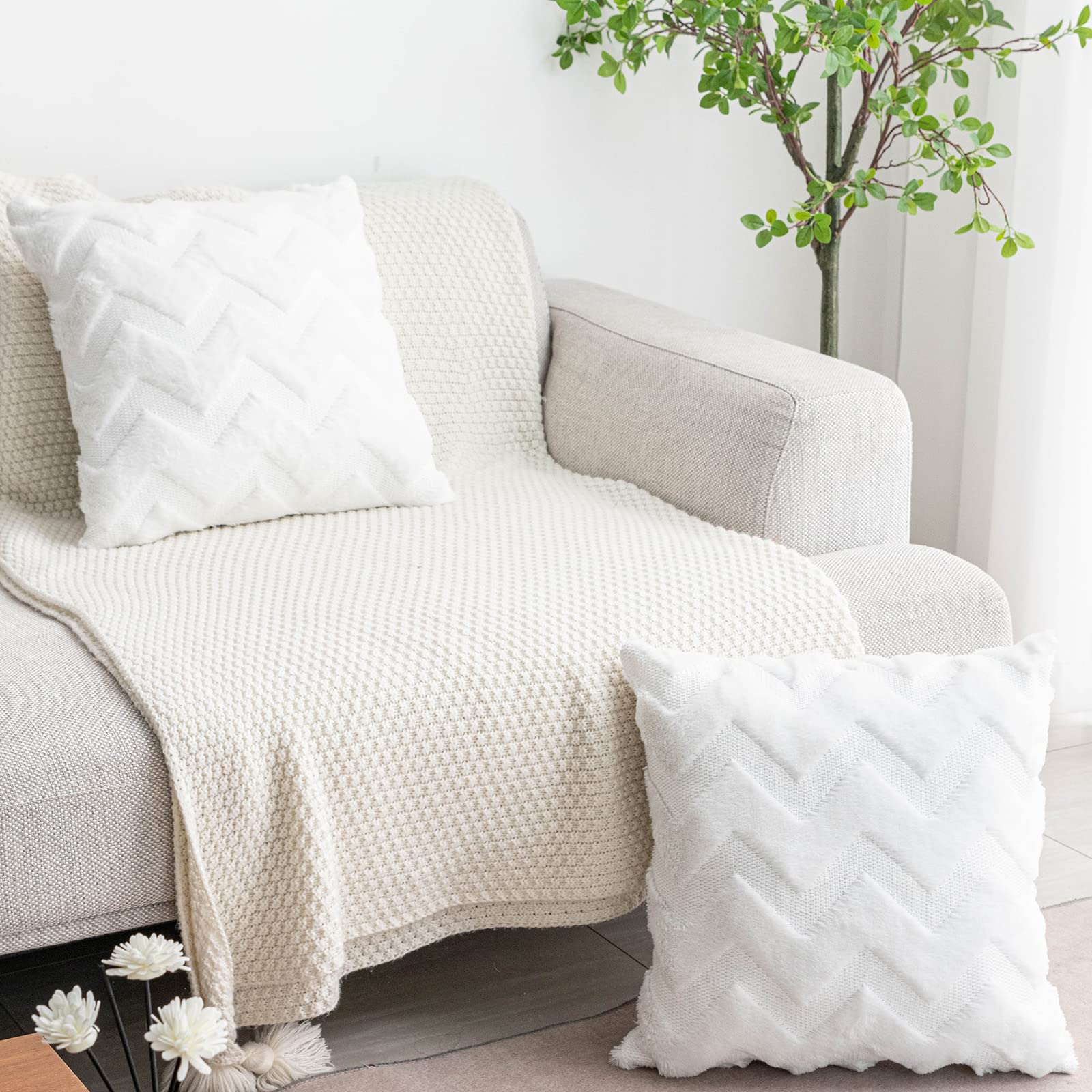 Set di 2 federe decorative personalizzate per cuscino con ananas bianco