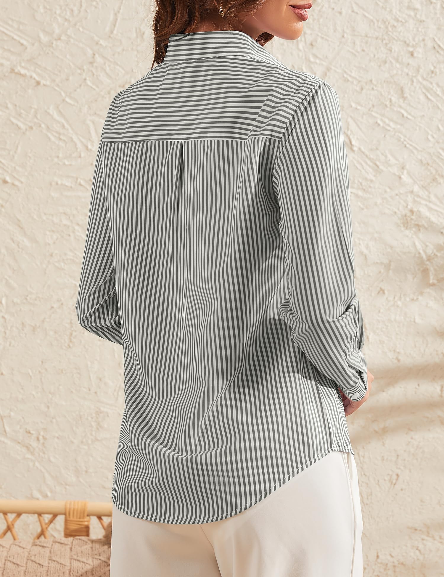 Rapbin Camicette da donna UK a maniche lunghe top camicia con bottoni camicetta senza pieghe Executive Office Work Business Camicia casual