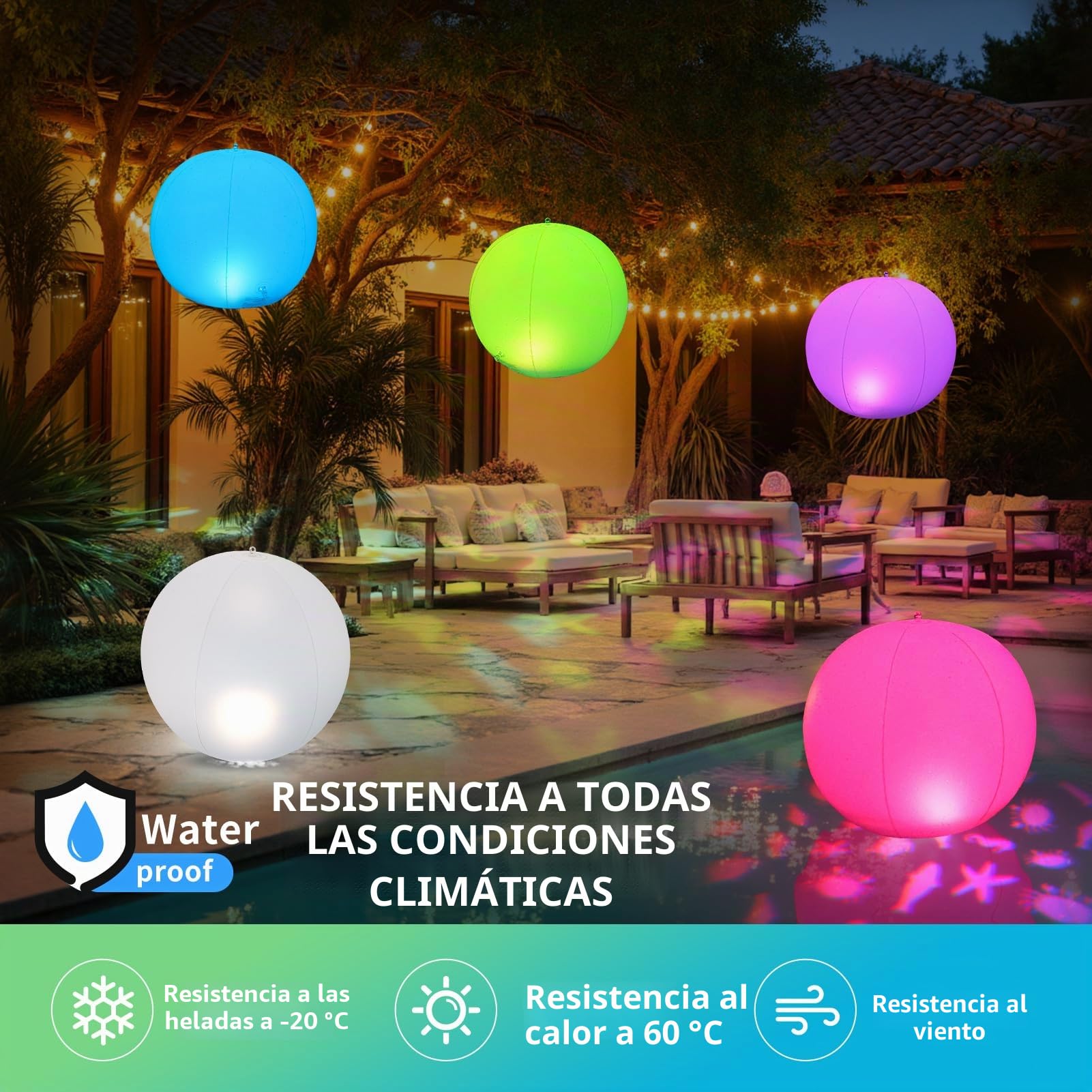Luxfero Luces Flotantes Piscina Solares, Bola Luces para Piscinas, Luz Solar Piscina Flotante Que Cambian de Color y Representan Animales, Impermeables IP68 Bolas de Luz LED para Piscina - 2 Unidades