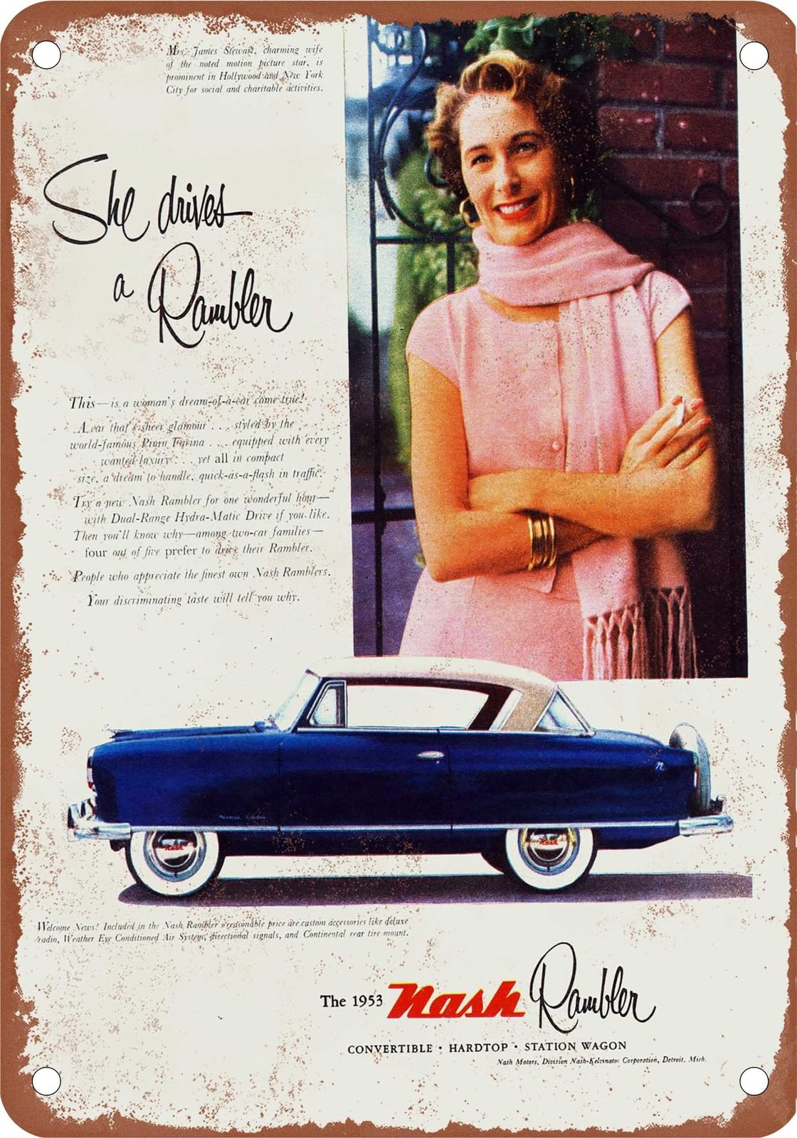 METAL SIGN - 1953 Nash Vintage Ad 05 - Old Retro Rusty Look home decor