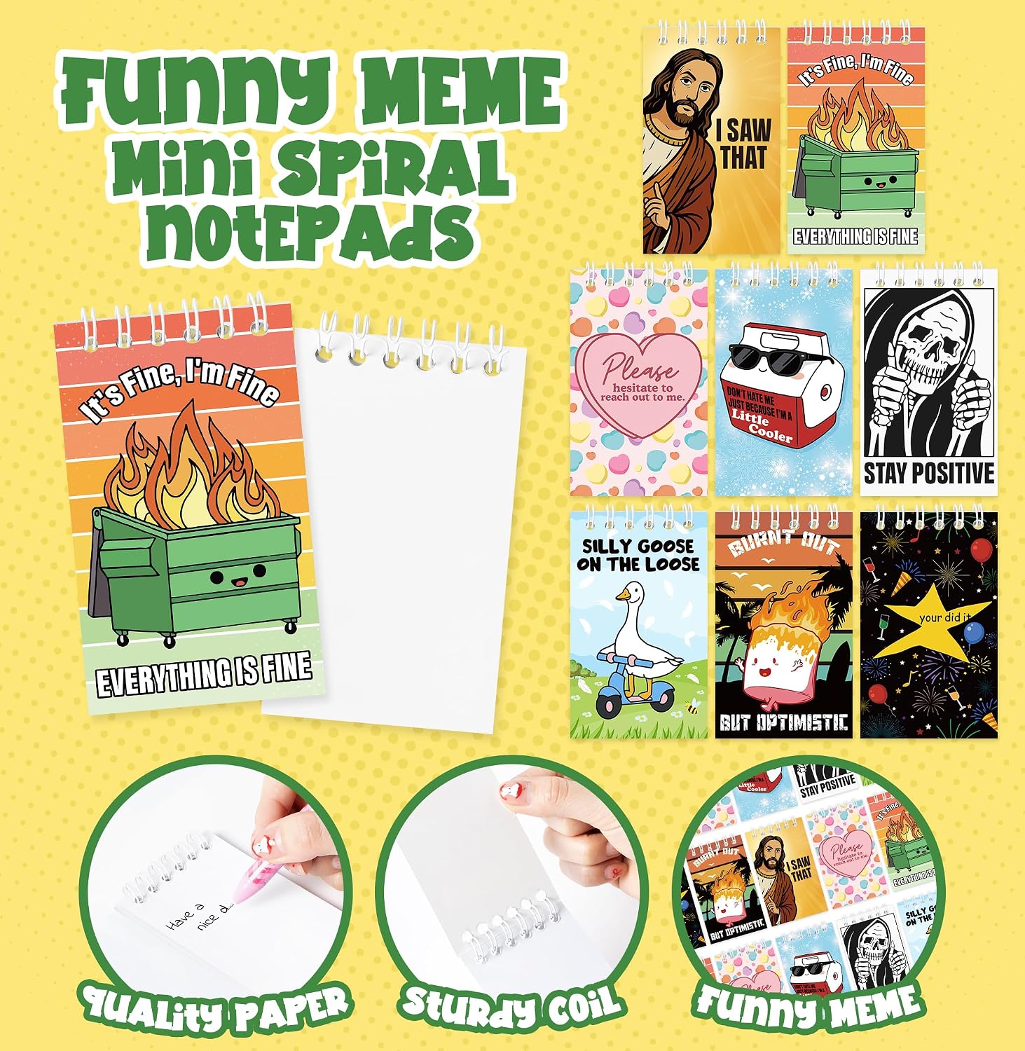 24Pcs Funny Mini Notebooks Dumpster Fire Meme Pocket Spiral Notepads image 3