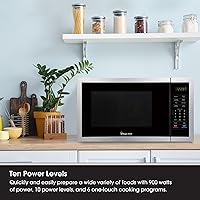 Vista 4 de Magic Chef Microondas de encimera, horno de microondas pequeño de 0.9 pies cúbicos, 900 vatios, acero inoxidable