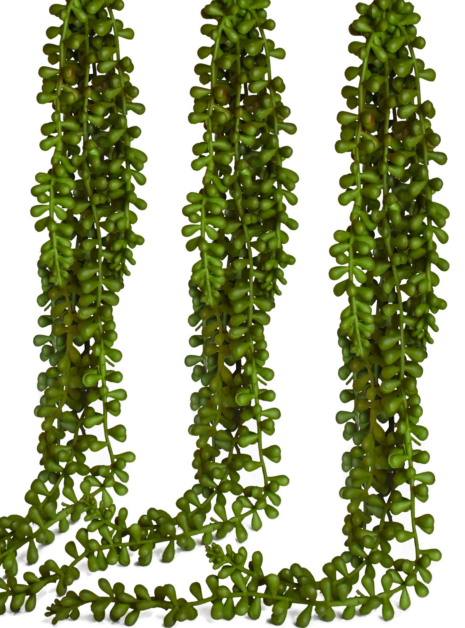 SEEKO String of Pearls - String of Pearls Plant Artificial - Faux Succulents Unpotted - Artificial Hanging Plants - Succulents Plants Artificial for Greenery Decor - Wall Plant - (3 Pack, 33'')