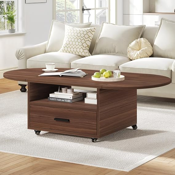 IBF Foldable Coffee Table with Drawer Storage, 47