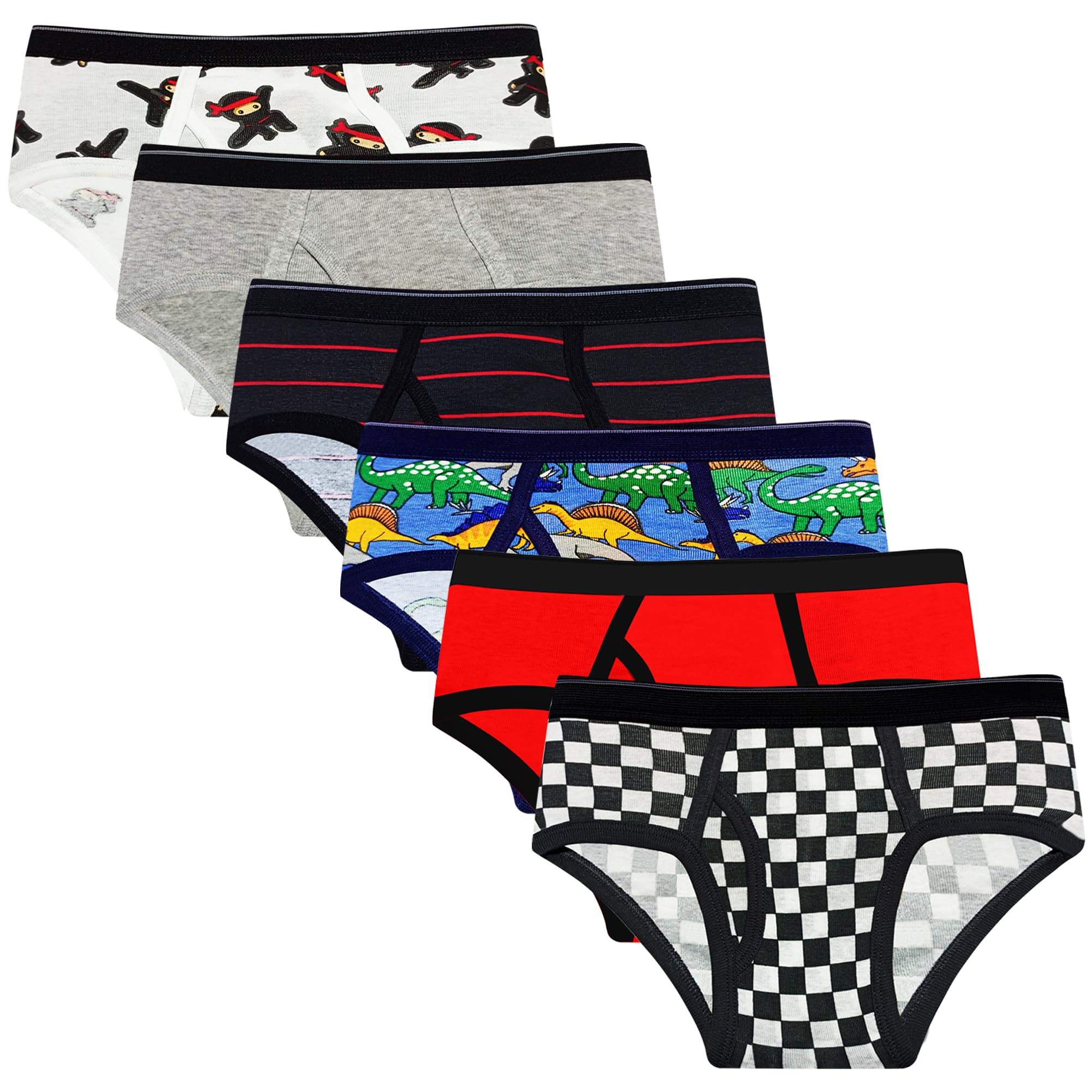 KIFAARU Boys Brief Regular Fit 100% Soft Cotton Underwear Outer Elastic Innerwear Combo Pack (Prints and Colours May Vary), Multicolors, 5 Years-6 Years
