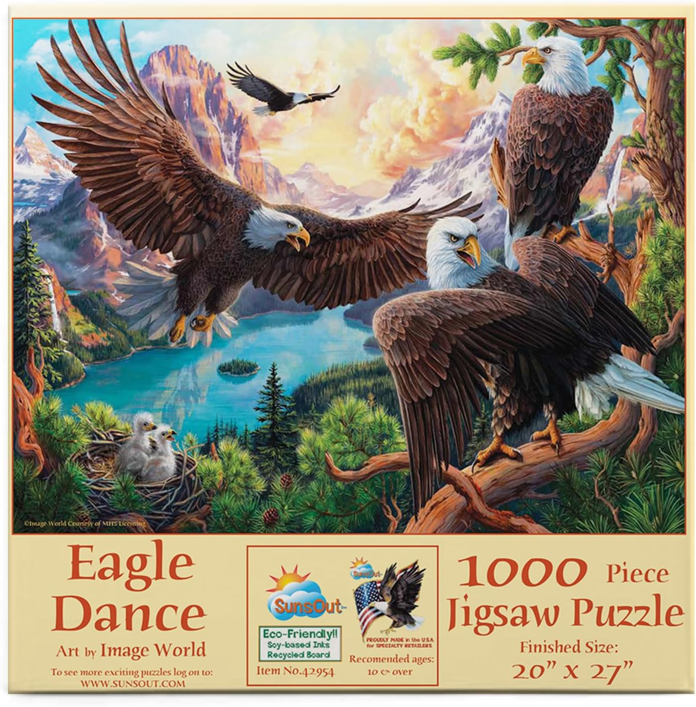 SUNSOUT INC - Eagle Dance - 1000 pc Jigsaw Puzzle by Artist: Image World - Finished Size 20" x 27" - MPN# 42954