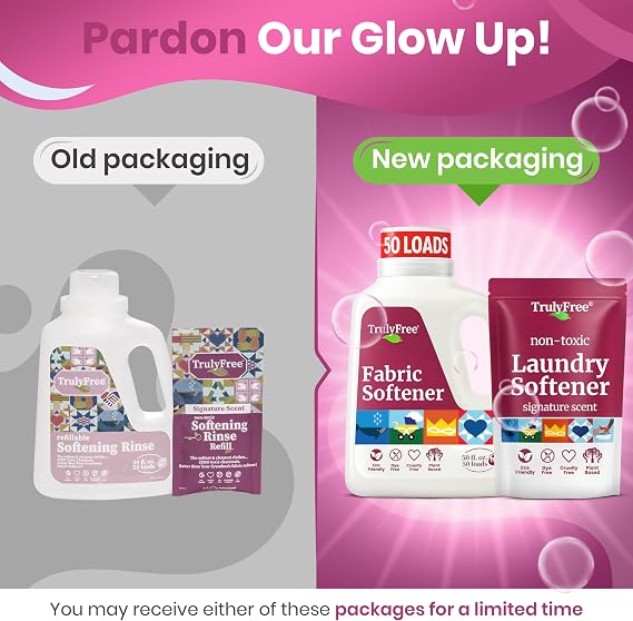 Truly Free Laundry Detergent & Fabric Softener Bundle | Non-Toxic, Plant-Based Home Cleaning System | Each Product Includes 1 Empty, Refillable Jug + 1 Refill Pouch