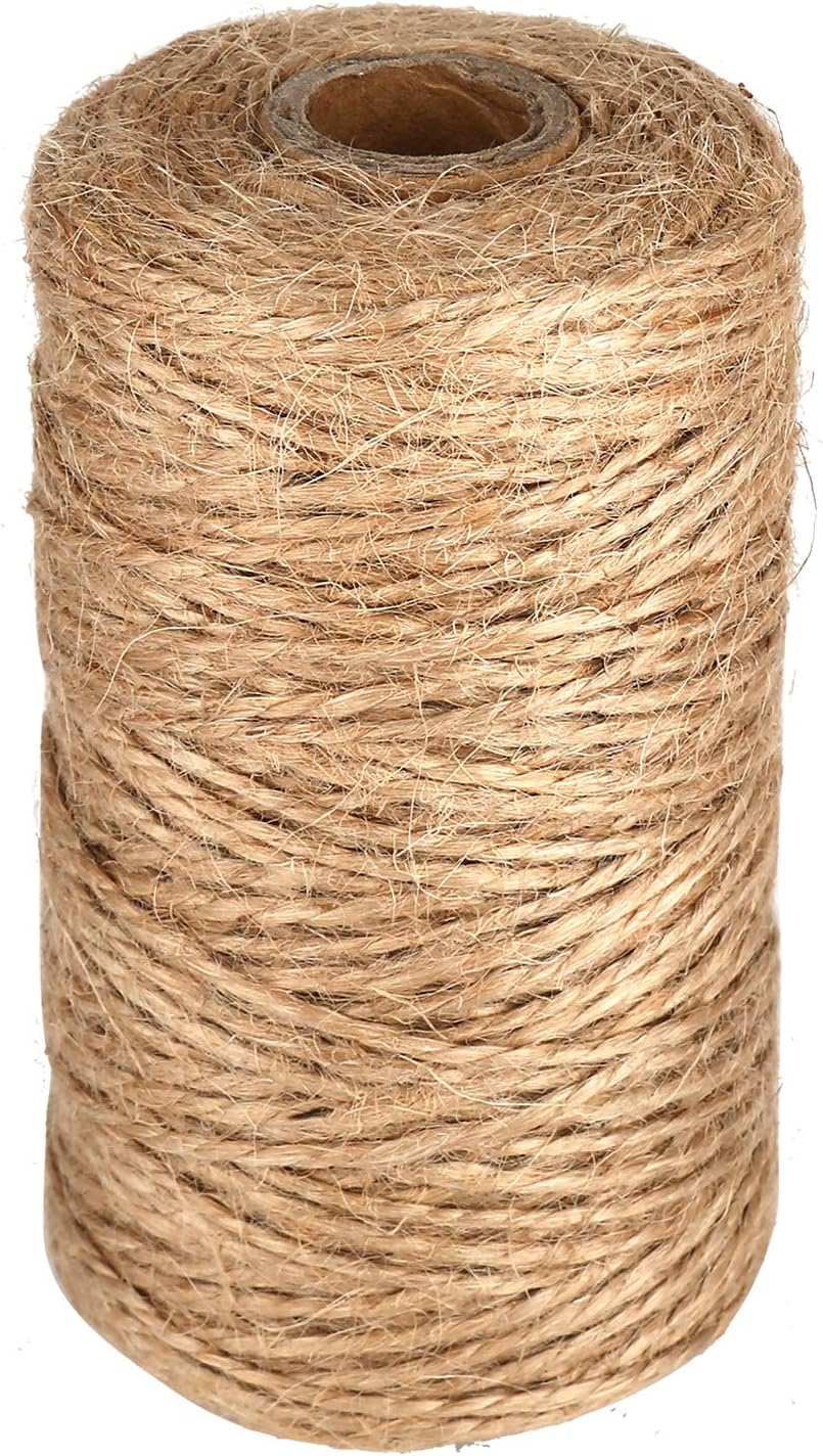 328 Feet Natural Jute Twine, 2Ply Durable Brown Twine Rope for Artworks and Crafts, Gift Wrapping, Packing, Home Gardening and Wedding Decoration