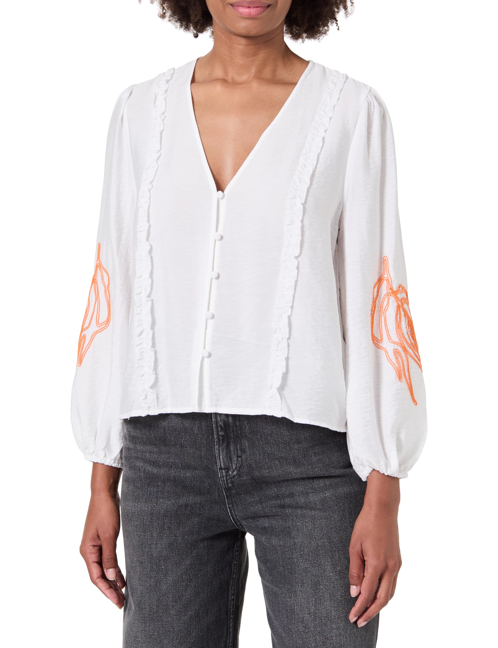 Desigual Damen Weiß Blus_hoja, 1000 White, L