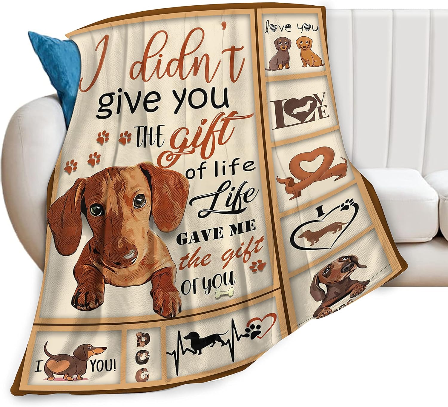 remzoke Dachshund Blanket Gifts for Women Girl Soft Warm Weiner Dog Stuff Decor Throw Blanket Cozy Plush Fluffy Dachshund Flannel Fleece Blankets for Adults Kids 60''X50''