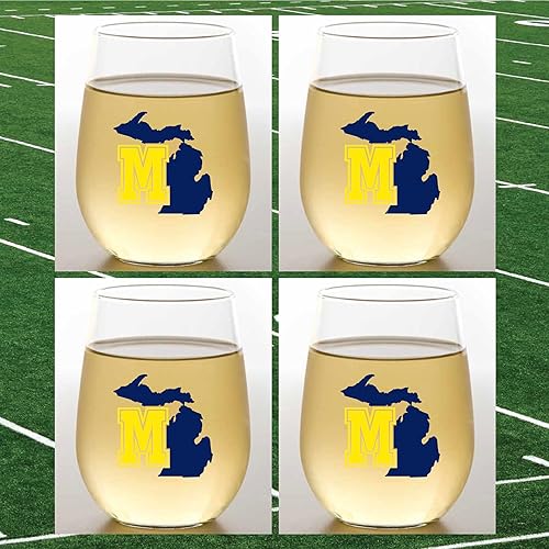 Juego de 4 copas de vino de plástico inastillables de 16 onzas hechas en los Estados Unidos (GEORGIA NATIONAL CHAMPIONS)