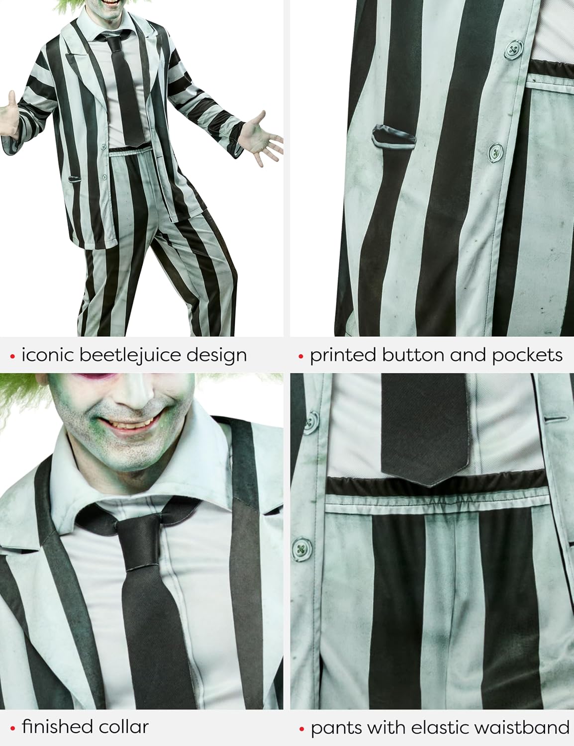 Rubies Men's Beetlejuice 2 Beetlejuice Costume Jumpsuit