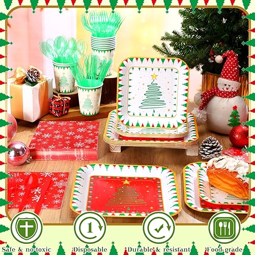 Miniatura 8 de Juego de vajilla de 350 piezas de suministros de fiesta, juego de vajilla para 50 platos de papel de invitados, servilletas, tazas, cuchillo,