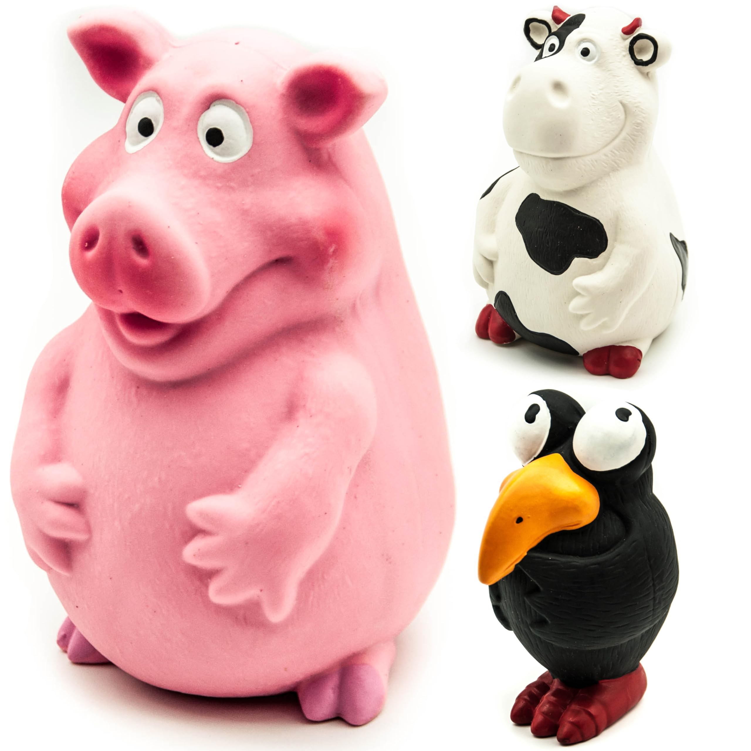Petopedia 1x 15cm Long Squeaky Dog Toy โ LATEX Rubber Pigs, Cows, Penguins โ Interactive Toys for Boredom โ Honking Squeak, Fetch, Chew โ Small & Medium Dogs Presents (Pig, 6 inches)