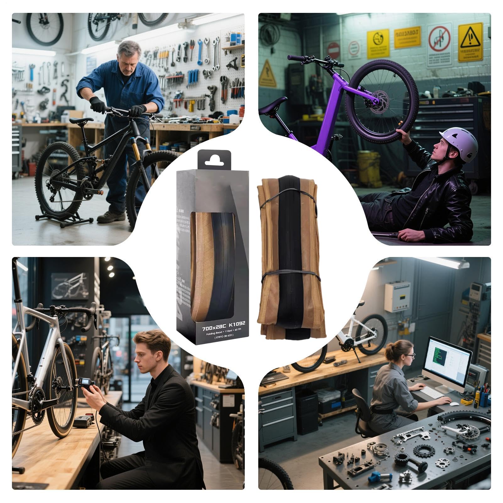 Pneumatici per biciclette: pneumatico da strada 700 x 28c, pneumatico pieghevole ultraleggero, gomma per bicicletta ad alta pressione, battistrada fisso, attrezzatura per la guida urbana, nero, un