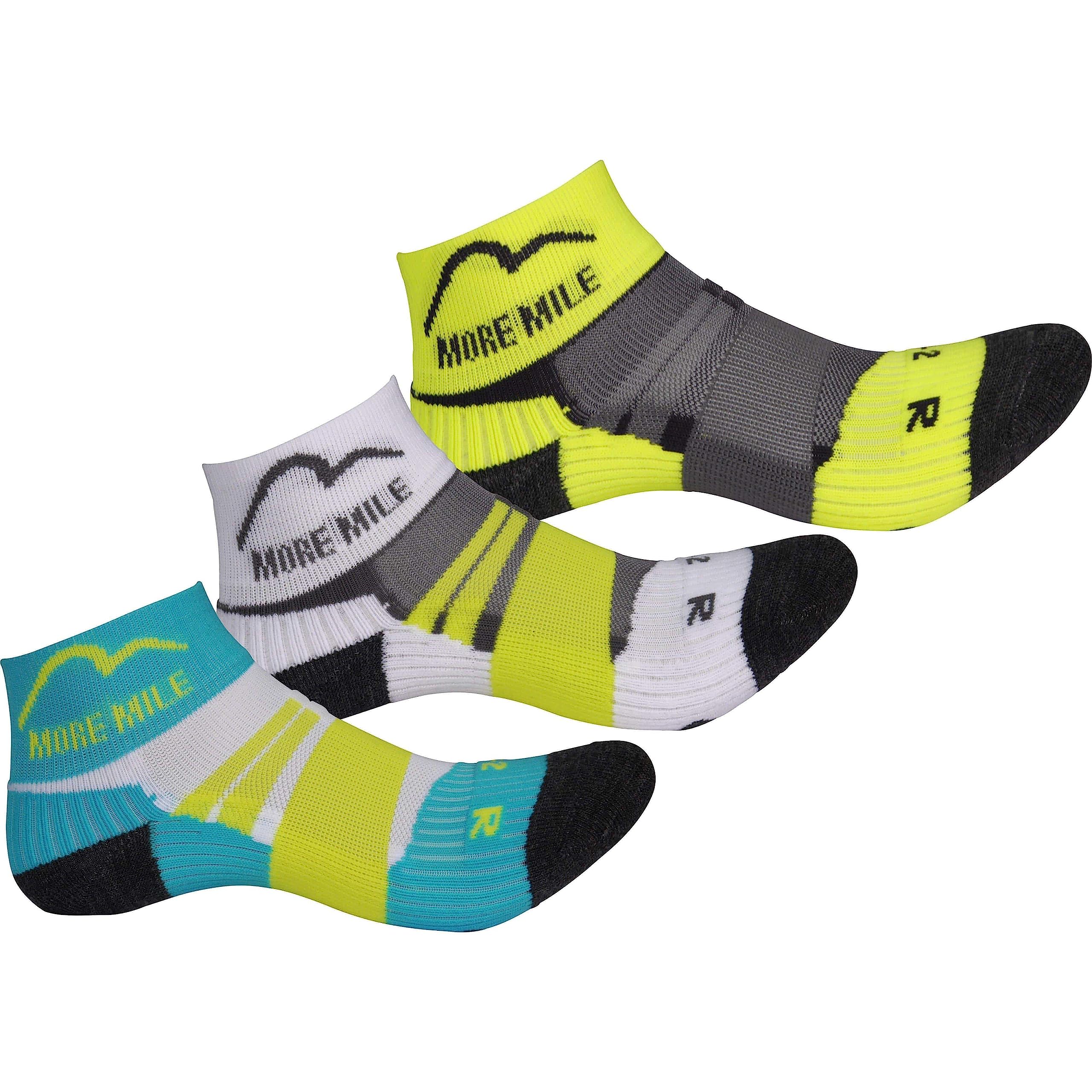More Mile Endurance Junior Running Socks 3 Pack Coolmax Cushioned Breathable