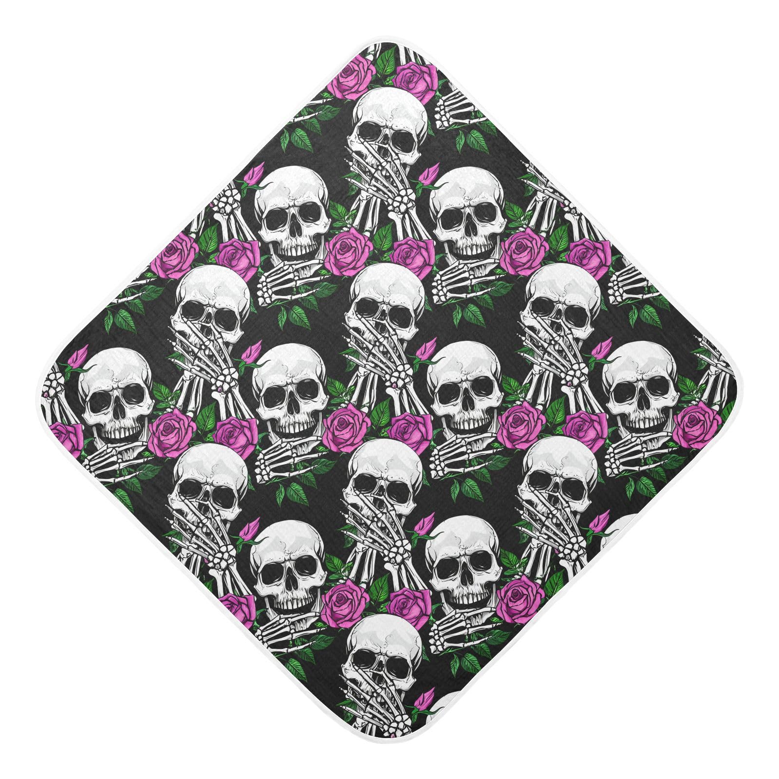 Msyxl Skull Roses Hooded Towel - Ultra Soft & Absorbent Muslin Cotton Bath Towel for Babies, Toddlers, Newborn - Boys & Girls Essential 30
