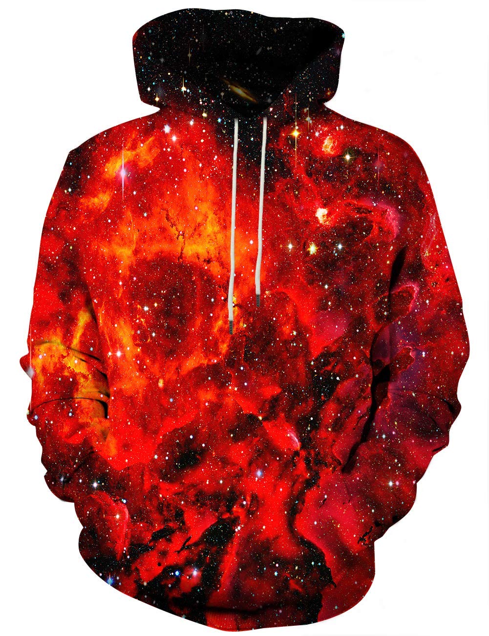 Unisex 3D Novelty Hoodies for Men Women Cool Graphic Pullover Sweatshirts with Pockets-Outer Space-red-Medium