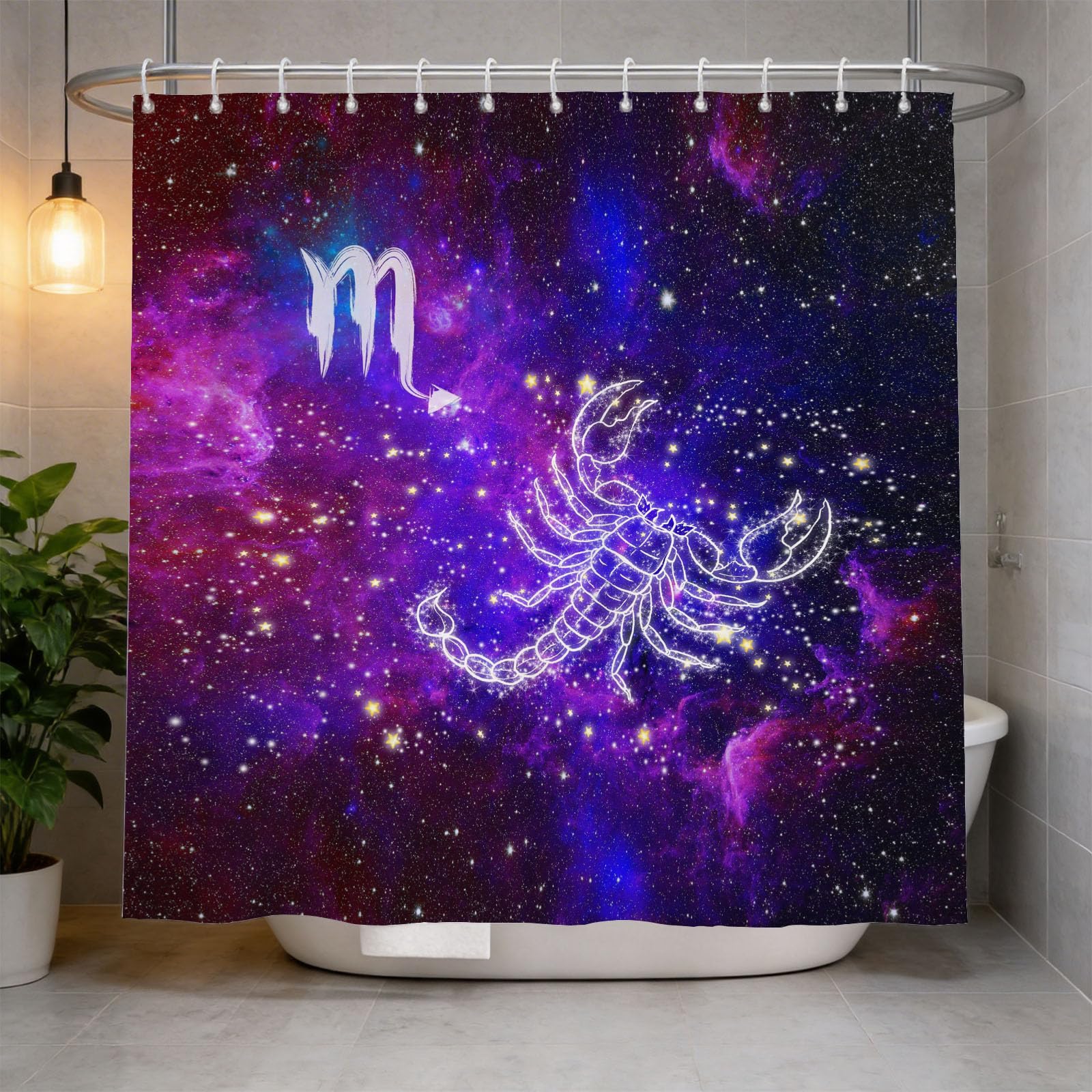 Hongduo 3D Scorpio Shower Curtain for Stalls Bathtubs Mysterious Constellation Bathroom Decor Shower Curtain Set Polyester Fabric Waterproof 200x200cm/79X79 Inch with Hooks