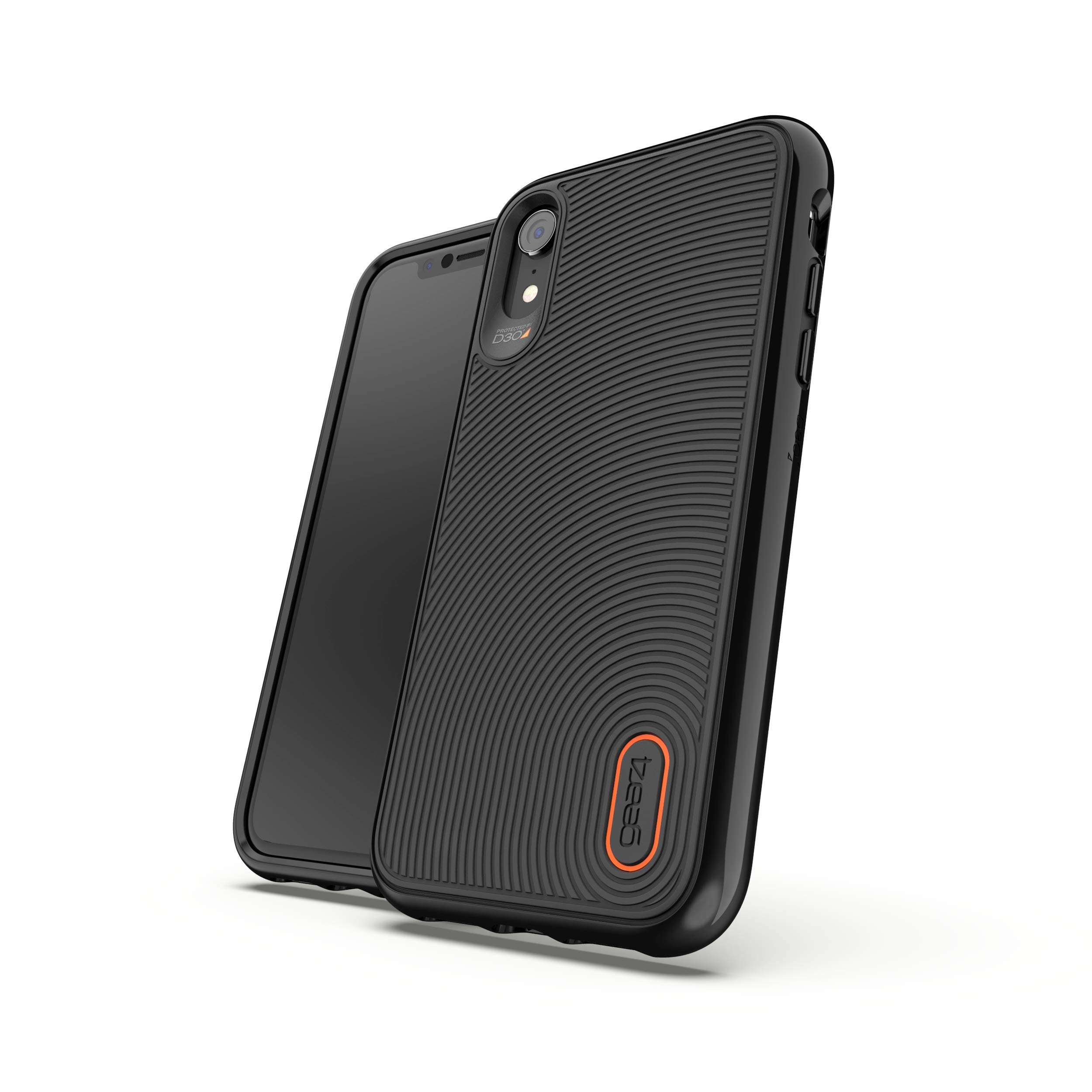 ZAGG Gear4 Battersea D30 Protective Case for Apple iPhone XR, Slim, Hard  Case, Shockproof, Wireless Charging, (Black)