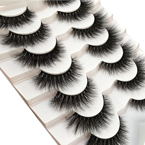 Miniatura 6 de Pooplunch Pestañas postizas de pelo de visón sintético, estilo de ojo de gato, paquete de pestañas postizas naturales esponjosas, paquete múltiple