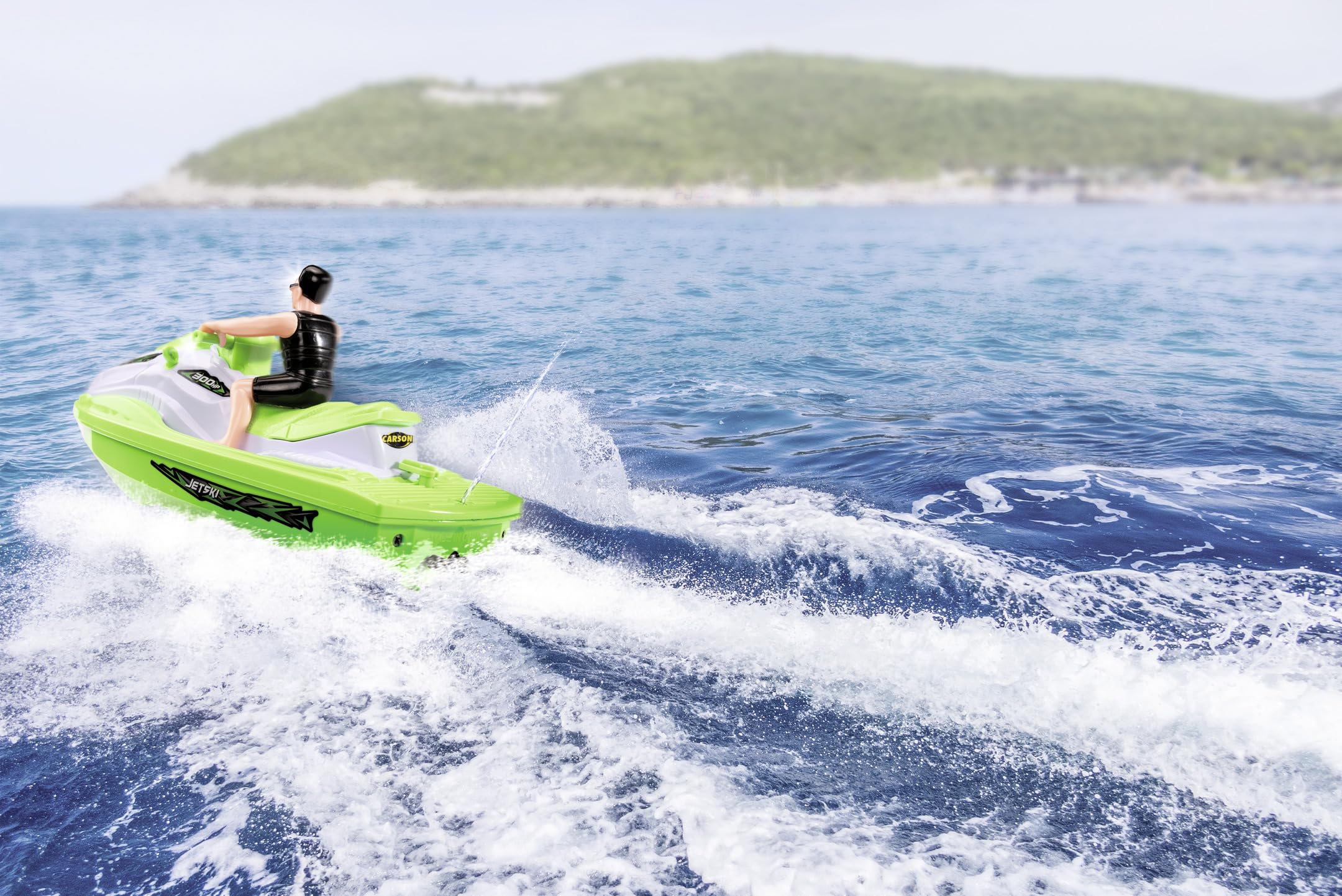 Carson Jetski 2.4GHz RTR - Barco teledirigido para niños y Adultos, Incluye Mando a Distancia, Color Verde