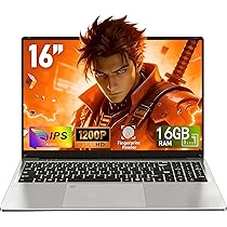 CHIFUYOU Computer portatile 16 pollici 16 GB RAM 1 TB SSD PC portatile N100 fino a 3,6 GHz, lettore di impronte digitali , 1920 x 1200 P, tastiera completa retroilluminata, tastierino touchpad – Grigio