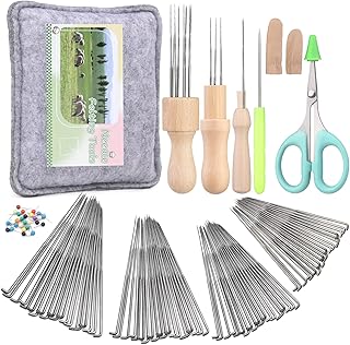SUVSOON 118PCS Wool Felting Tool Kit, Needles Felting Tools with 80 PCS Needles Felting 3 Models of Wooden Handles Large Felt Pad, 4-Sizes Felting Needles Suitable for Various Felting Projects