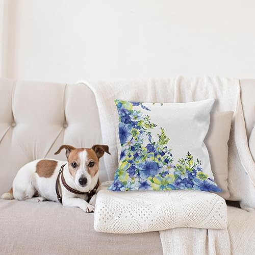 Miniatura 4 de Ambesonne Funda de cojín cuadrada decorativa con diseño de flores en acuarela, motivos de flores de anémona e iris, tema de renacimiento de la